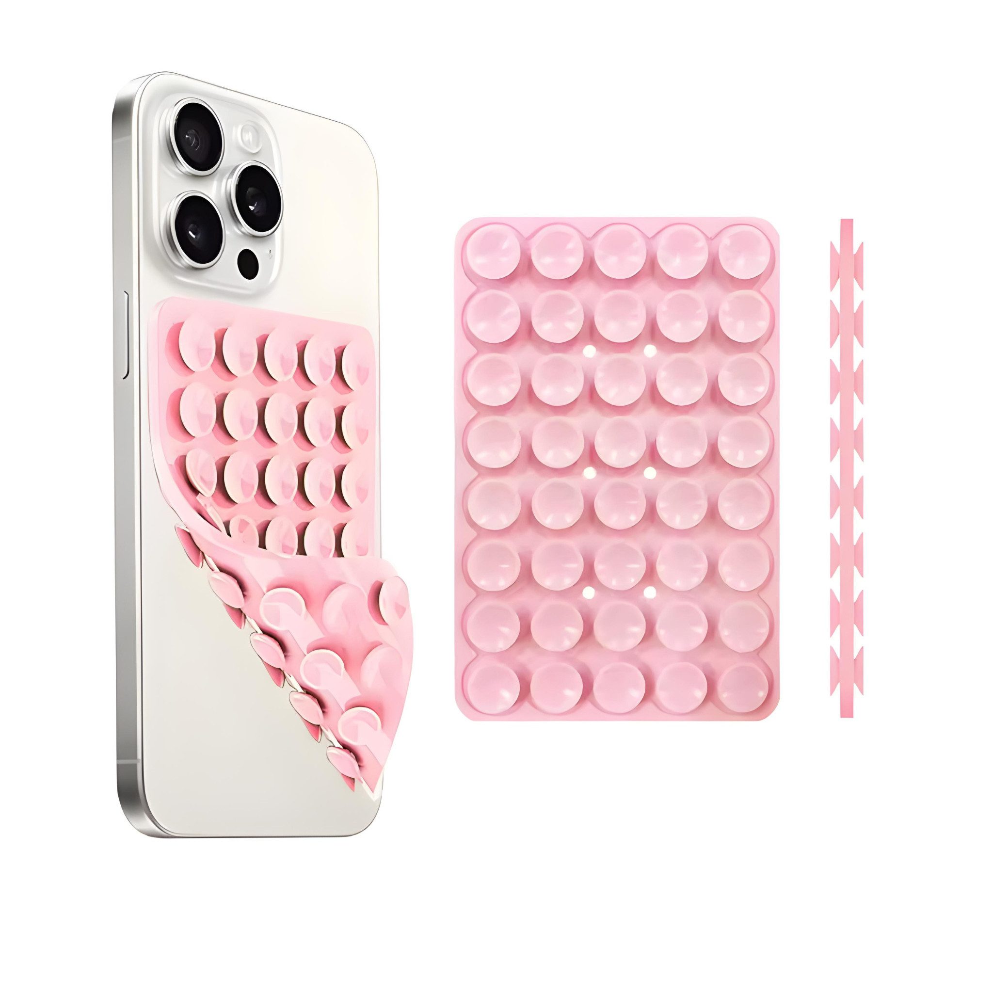 HS.SUPPLY Handy-Halterung Doppelseitiger Silikon-Handyhalter mit Saugnäpfen für iPhone & Android