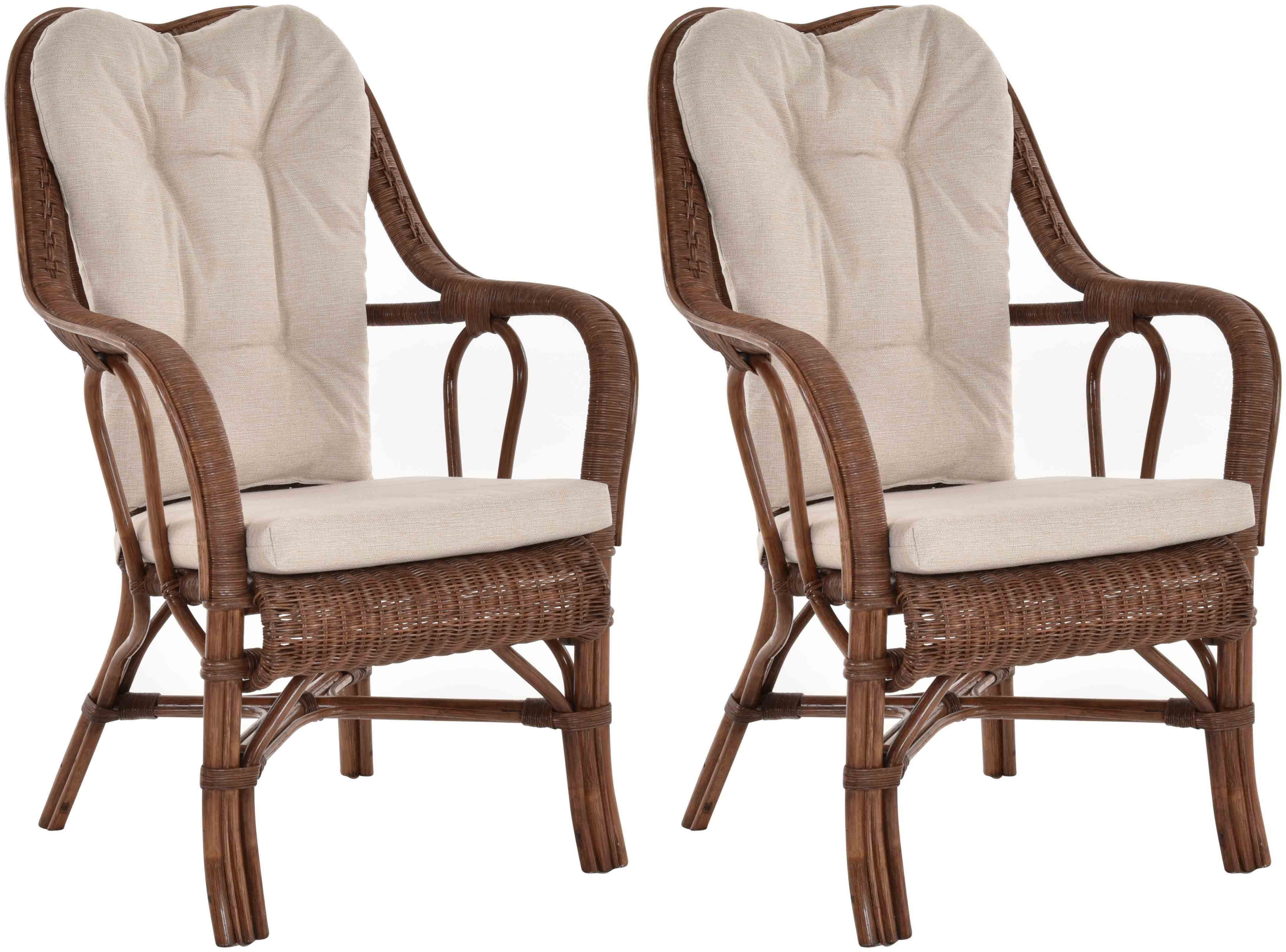 Krines Home Loungesessel Set/2 Rattan Wintergartensessel Harrison Wintergarten Rattansessel (2-St., 2er-Set), hohe Rückenlehne mit Armlehne