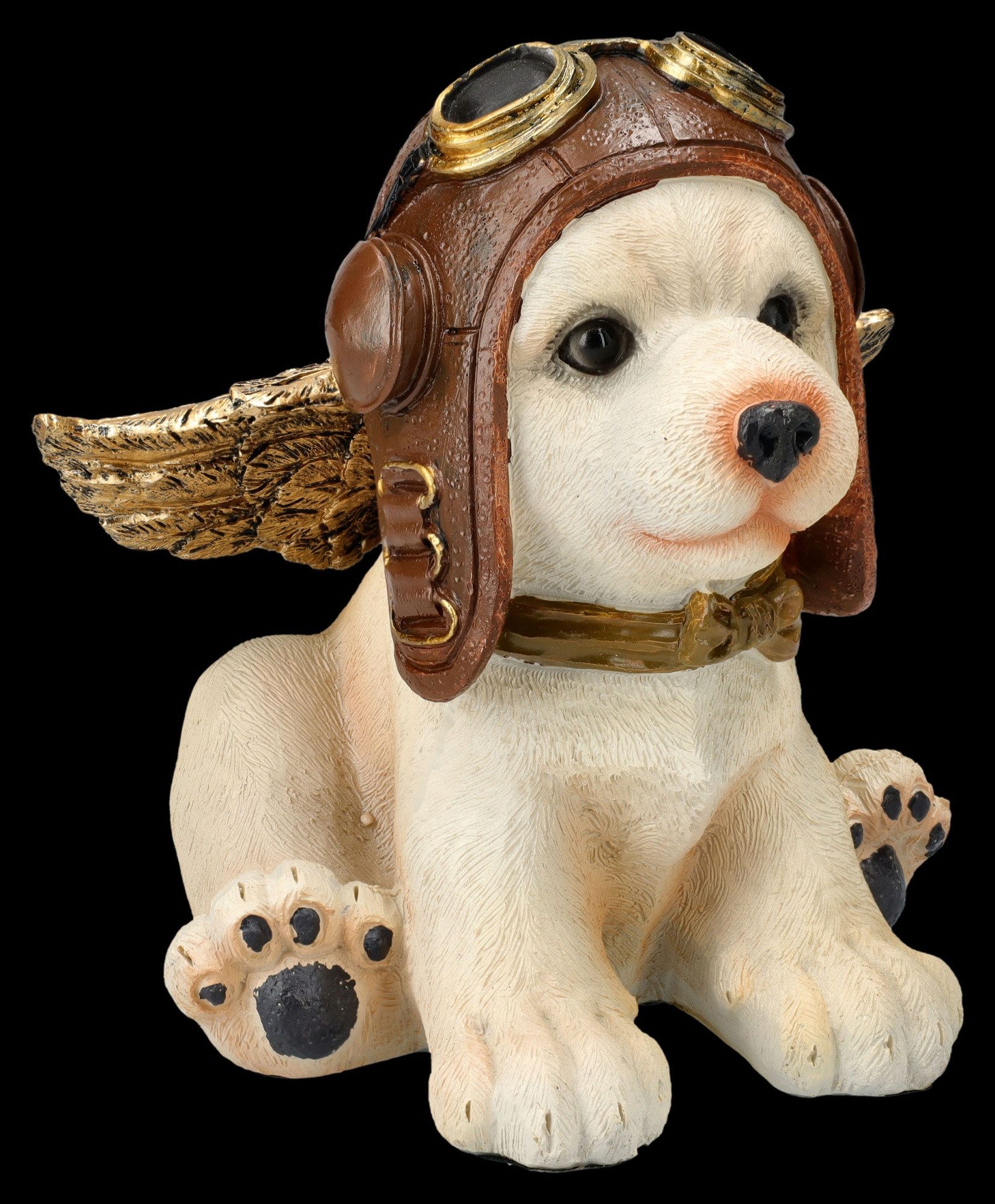 Figuren Shop GmbH Tierfigur Hundefigur - Welpe mit Flügeln als Pilot - Dekoration Dekofigur Hund