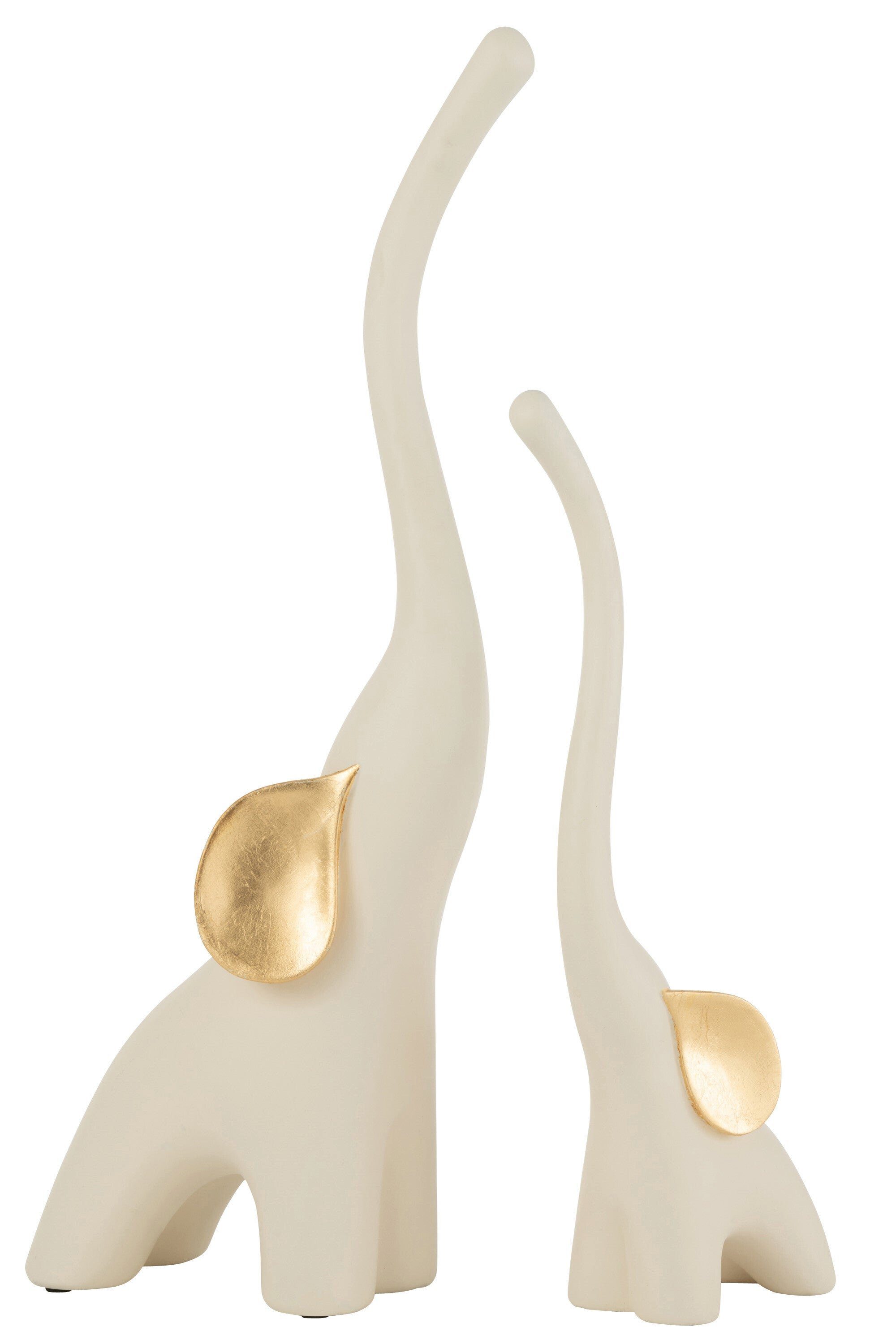 J-line Dekoobjekt 4er & 2er Set Polyresin Elefant Creme/Gold - Goldene Ohren Größe 2er S (2 St)
