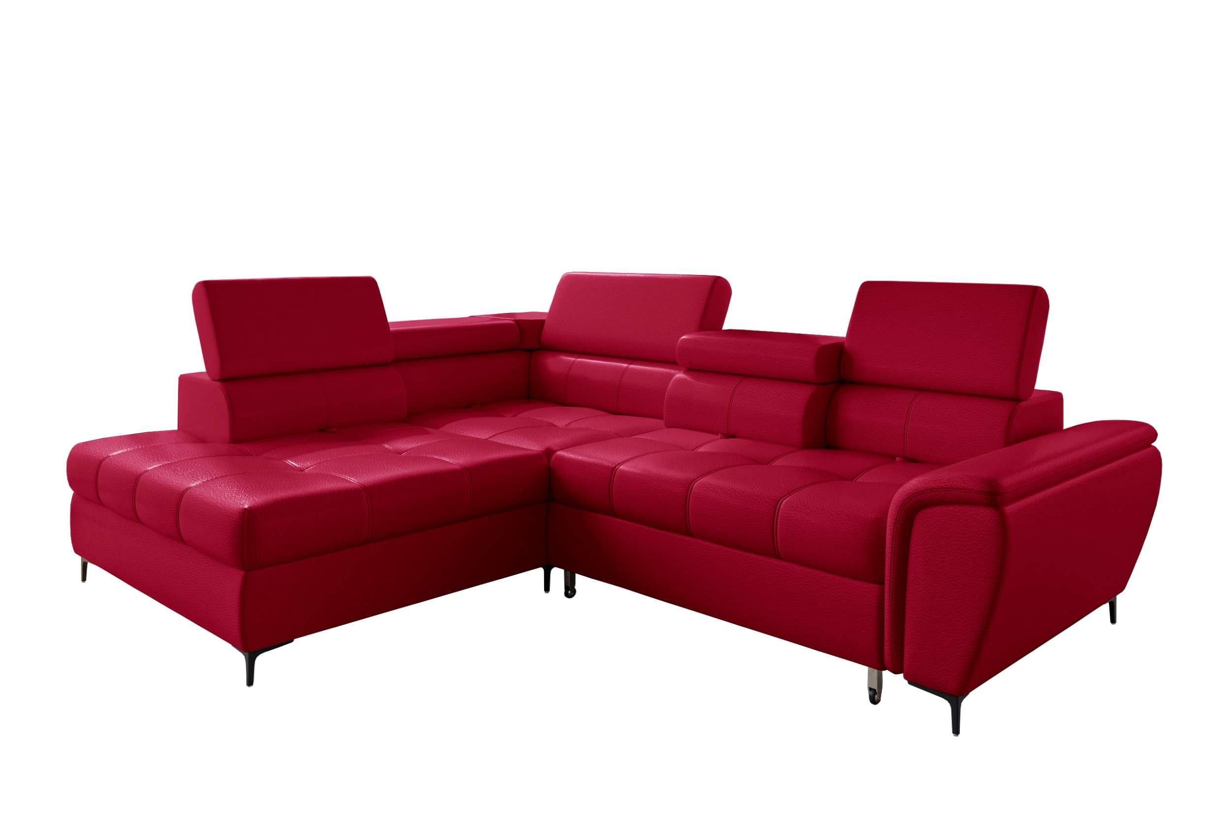 Kopfteil-, Xander, Stylefy und bestellbar, mane oder und rechts links Ecksofa inklusive Rot Sitztiefenverstellung Eckcouch, mit Bettfunktion Bettkasten, Rückenlehnen- L-Form, wahlweise