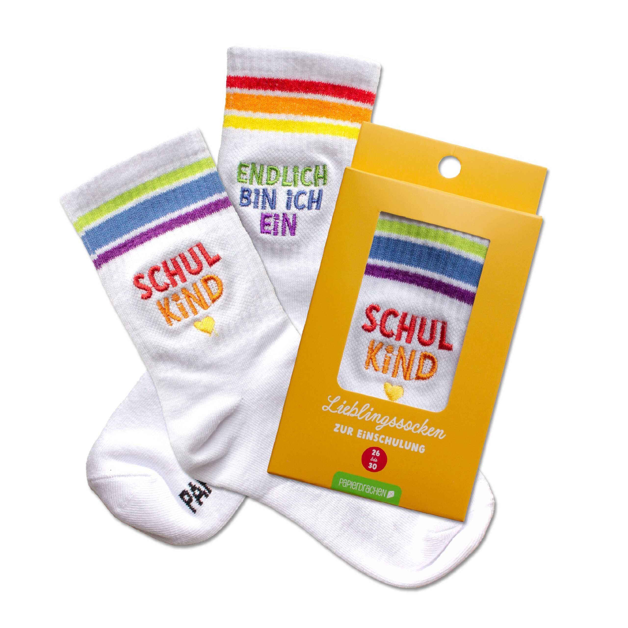 PAPIERDRACHEN Socken Schulkind Socken Bunt