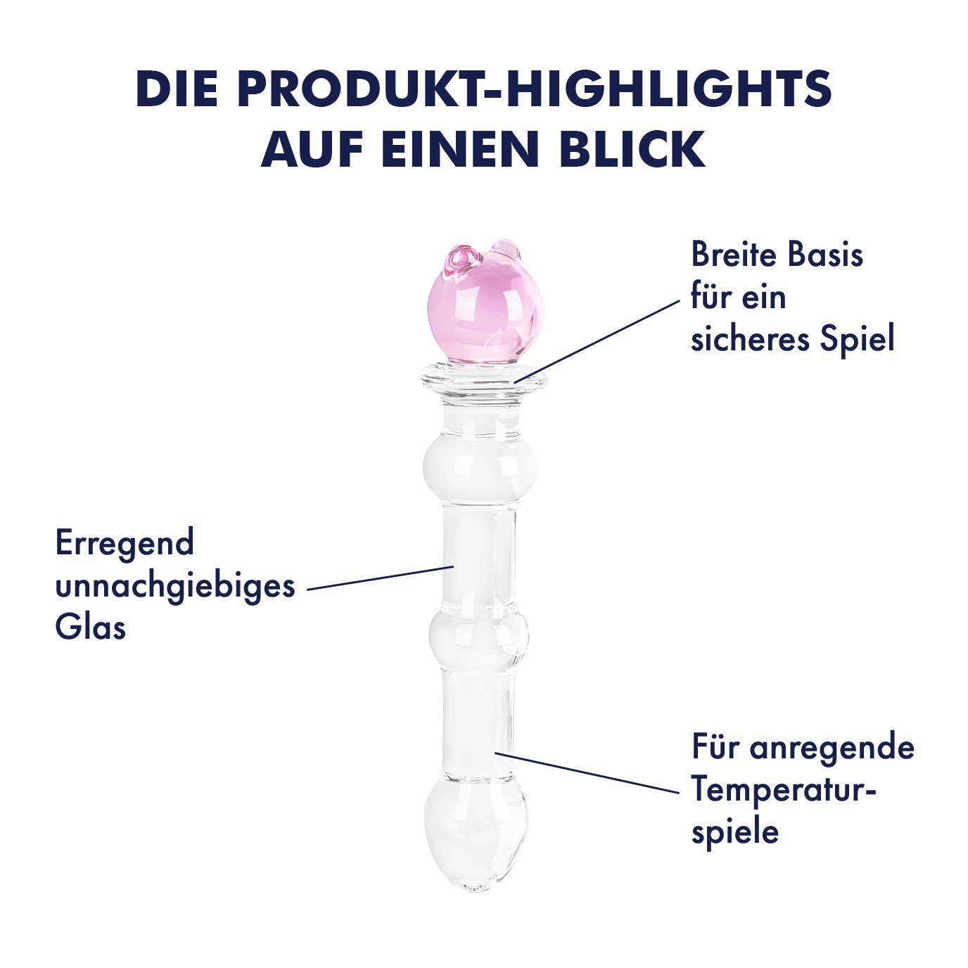 EIS Dildo EIS Glasdildo (18cm) aus Oberfläche; erotische Temperaturspiele Bärchen-Applikation gewellte Broliskatglas, mit