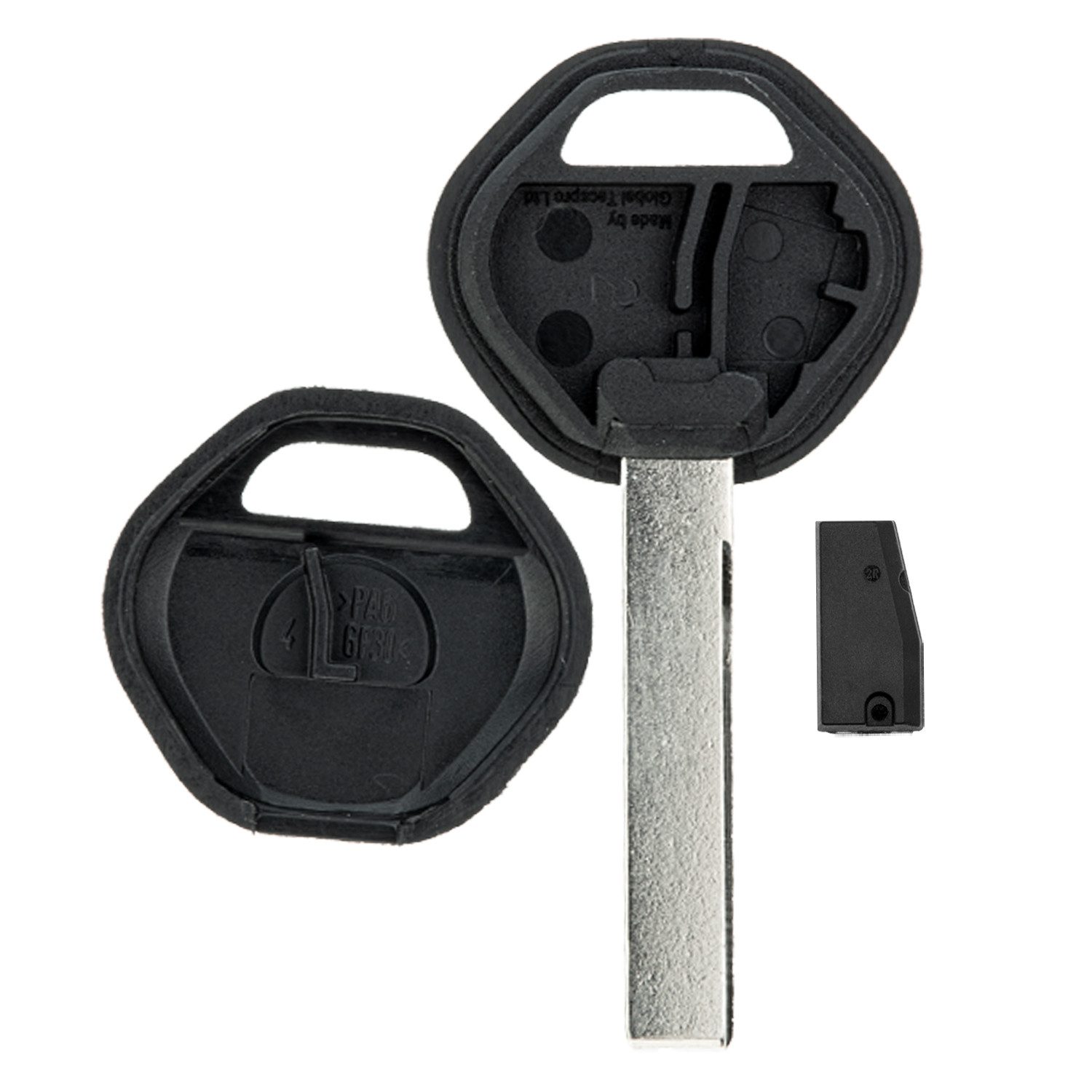 mt-key Schlüsseltasche Auto Zünd Schlüssel Rohling HU92 + ID46 Transponder (Set), für Bmw 1-Series E81, E82, E87, E88 (07-10); 3-Series E90, E91, E9...
