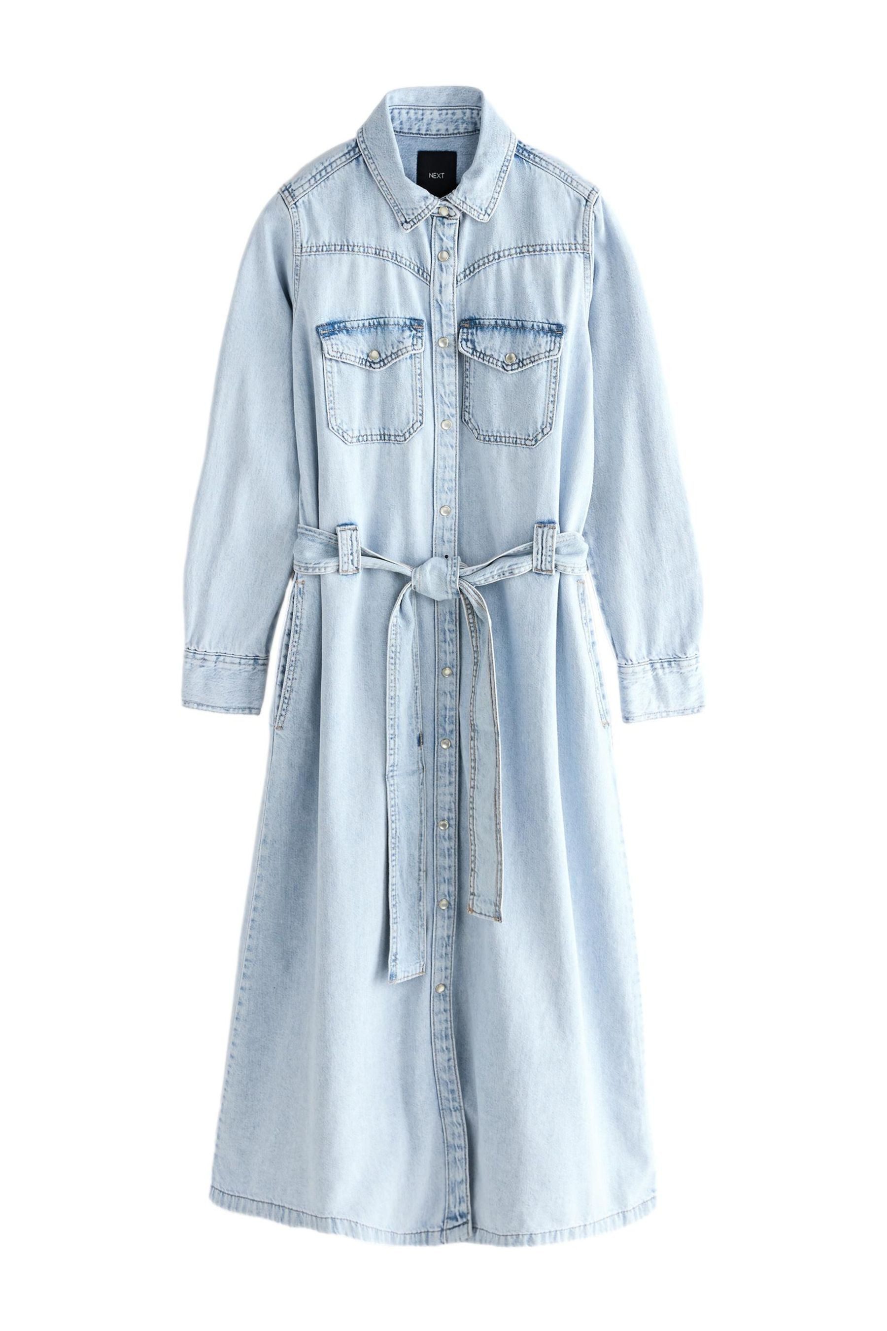 Next Jeanskleid Jeans-Midikleid mit gestuftem Frontsaum (1-tlg)