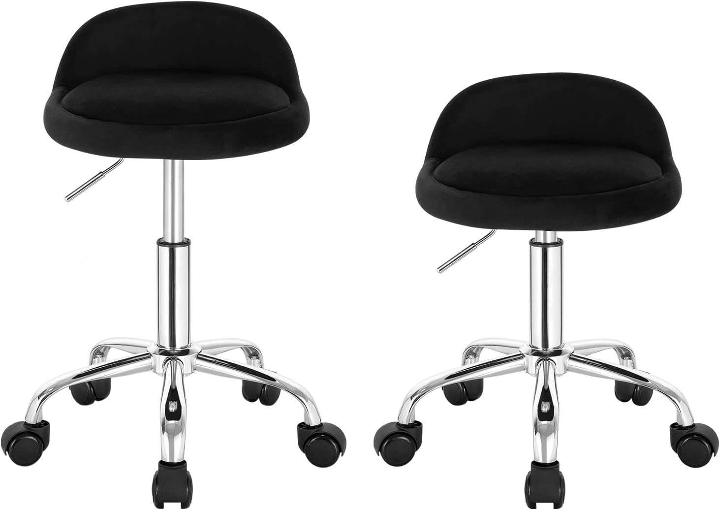 Woltu Bürostuhl, 2x mit Rollen Drehhocker höhenverstellbar Sitzhöhe 43-54,5cm Schwarz | Drehstühle