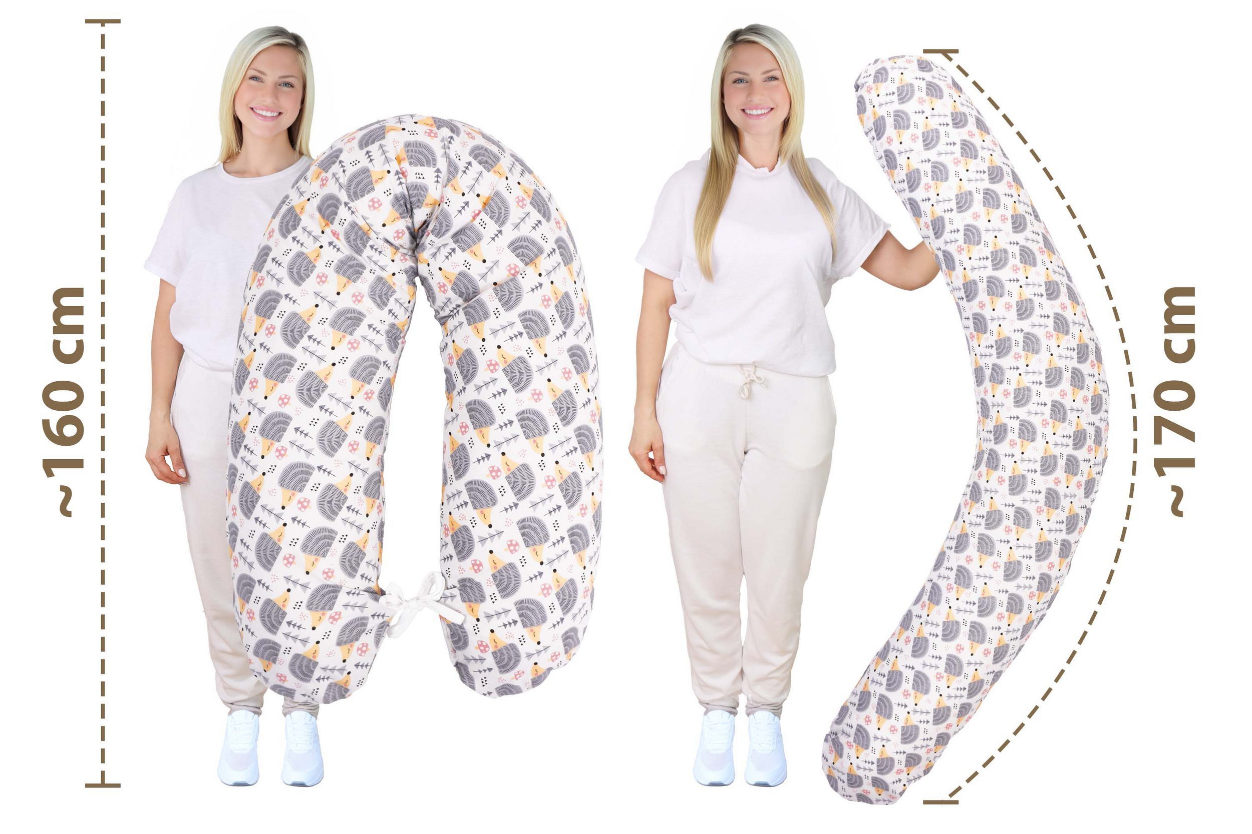 Amilian Stillkissen XXL 170 cm - Schwangerschaftskissen & Seitenschläferkissen mit Bezug, - Lagerungskissen - Nursing Pillow - Pregnancy Pillow, mit Füllung, Schlafkissen für Seitenlage - Körperkissen