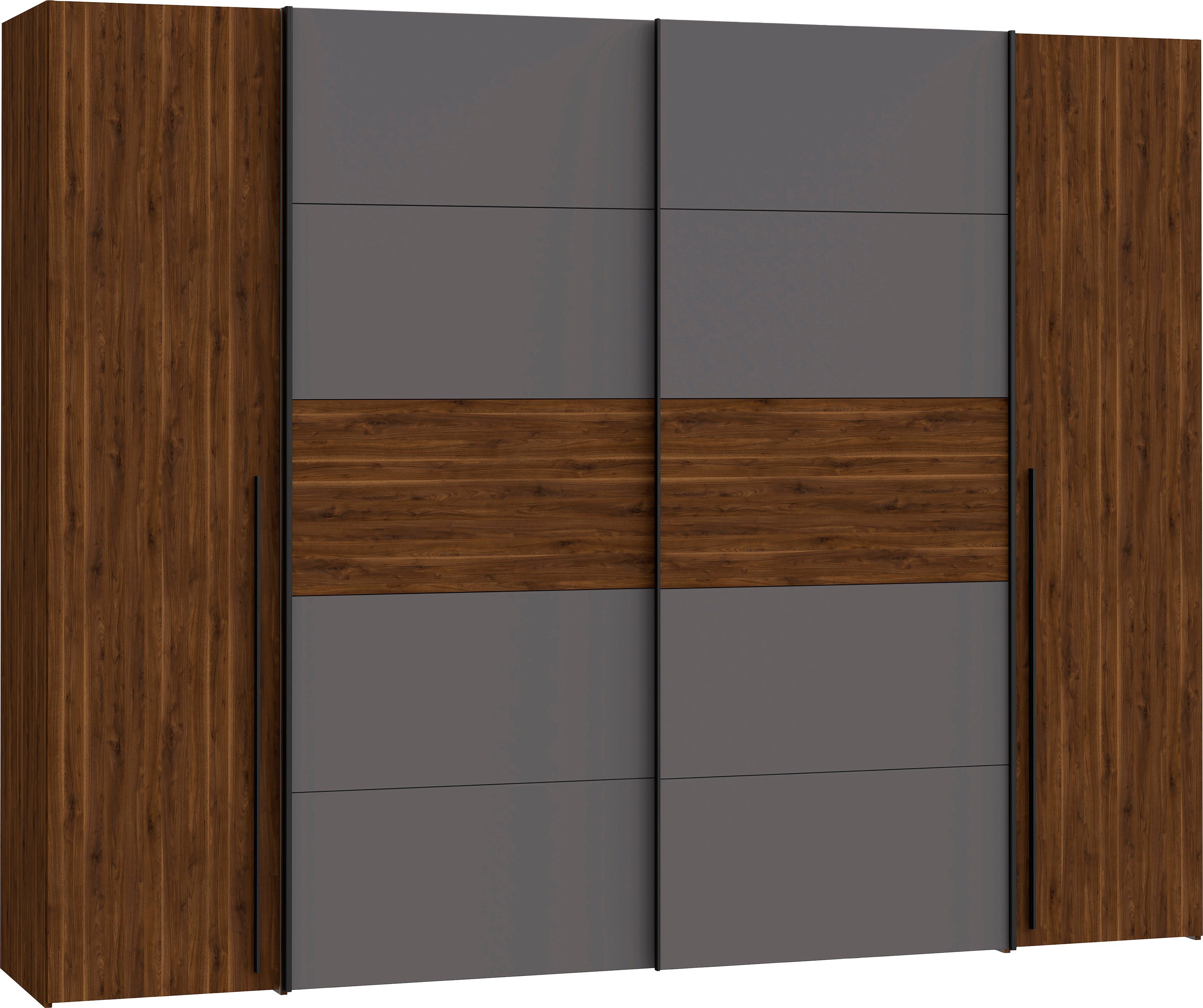 FORTE Dreh-/Schwebetürenschrank Narago, OTTOs Choice, TOPSELLER, mittlere Paneele farblich wechselbar (B/H/T ca. 270x210X61cm, Farbe Weiß auch mit Spiegeln erhältlich) gestalte die Schwebetüren einfarbig oder 2 farbig, Made in Europe