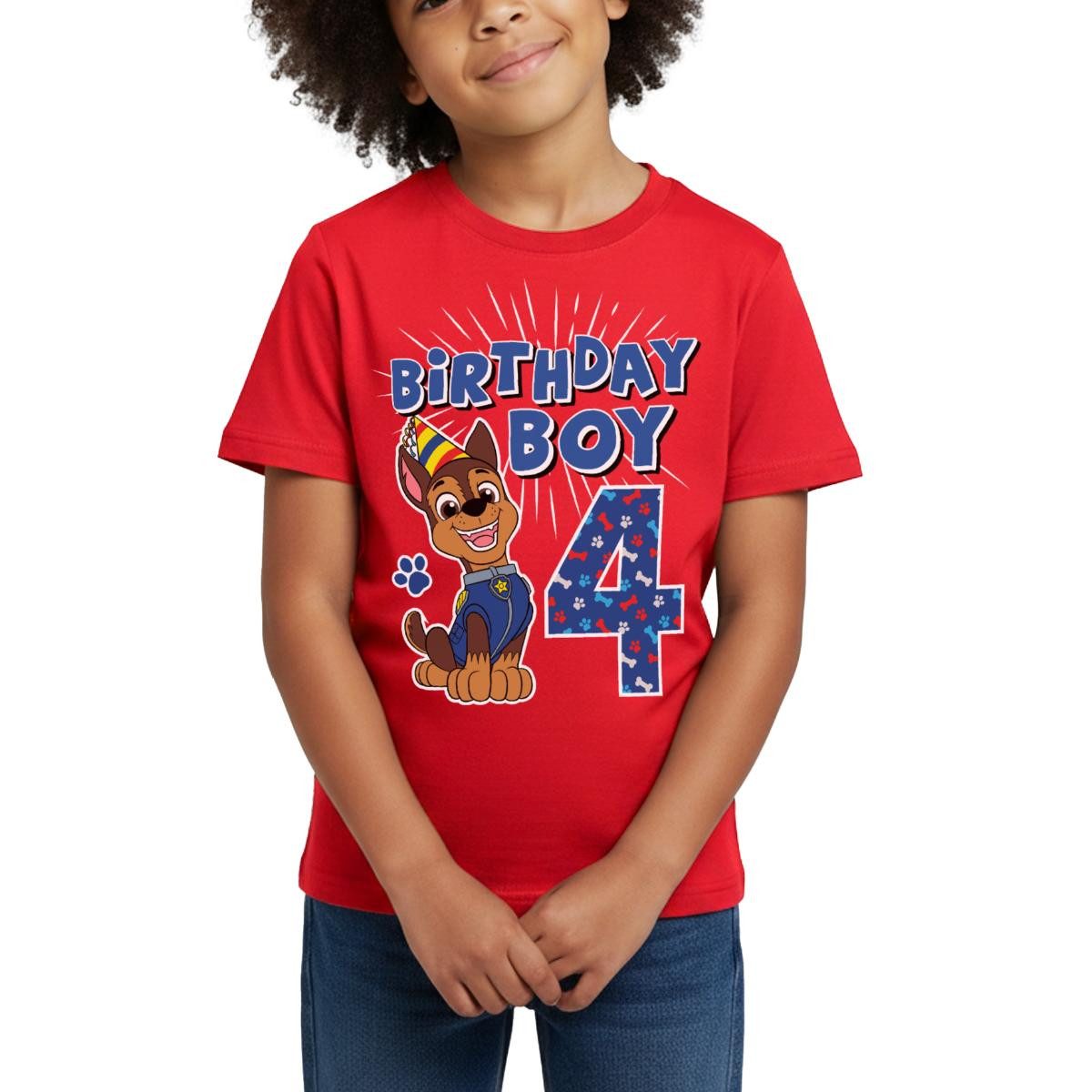 Spreadshirt T-Shirt Paw Patrol 4 Jahre Geschenk 4. Geburtstag Chase Kinder T-Shirt (1-tlg) Fällt klein aus. Wir empfehlen, eine Größe größer zu bestellen.