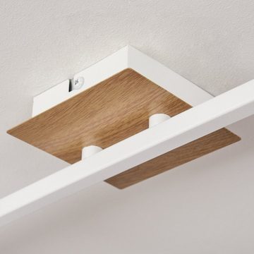 hofstein Deckenleuchte »Gambellara« Deckenlampe aus Metall in Holzoptik/Chrom/Weiß, ohne Leuchtmittel, 6xGU10, Moderne Lampe mit 6 verstellbaren Spots und Leuchtenarmen