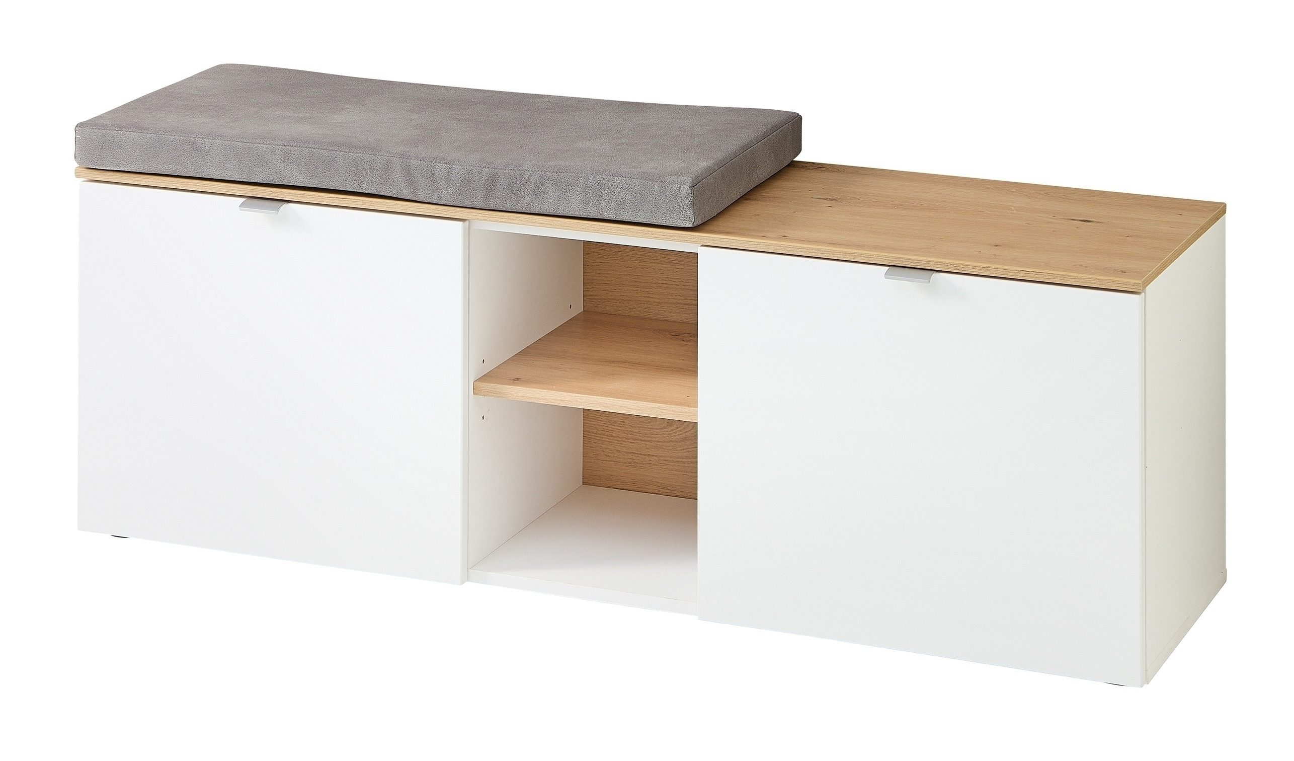 Innostyle Schuhbank in Weiß matt, mit Sitzkissen - 128x50x38cm (BxHxT)