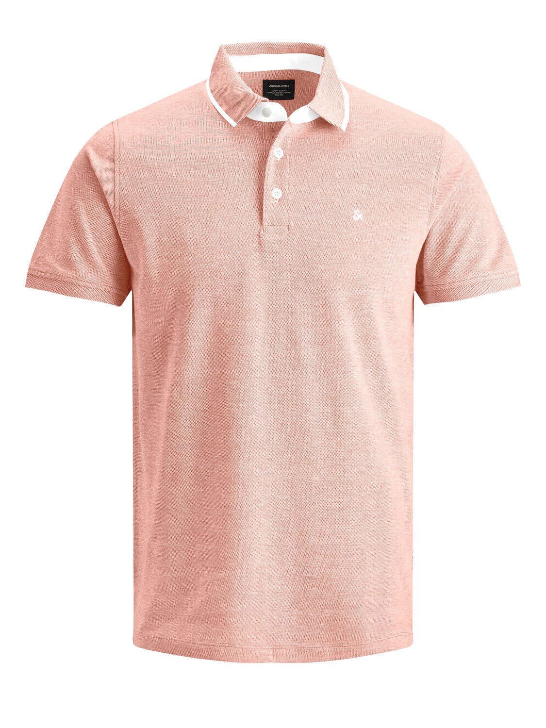 Jack & Jones Sommer Cotton 3613 Polo (1-tlg) in Shirt Pique Coral JJEPAULOS Hemd Kragen Poloshirt