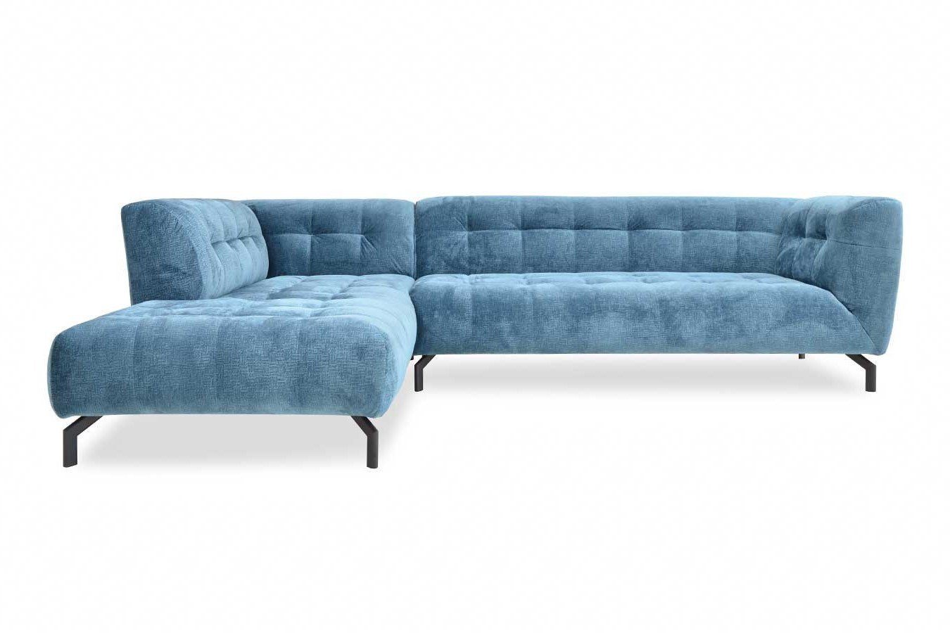 Brenda Big-Sofa living daslagerhaus Ecksofa blau Stoff