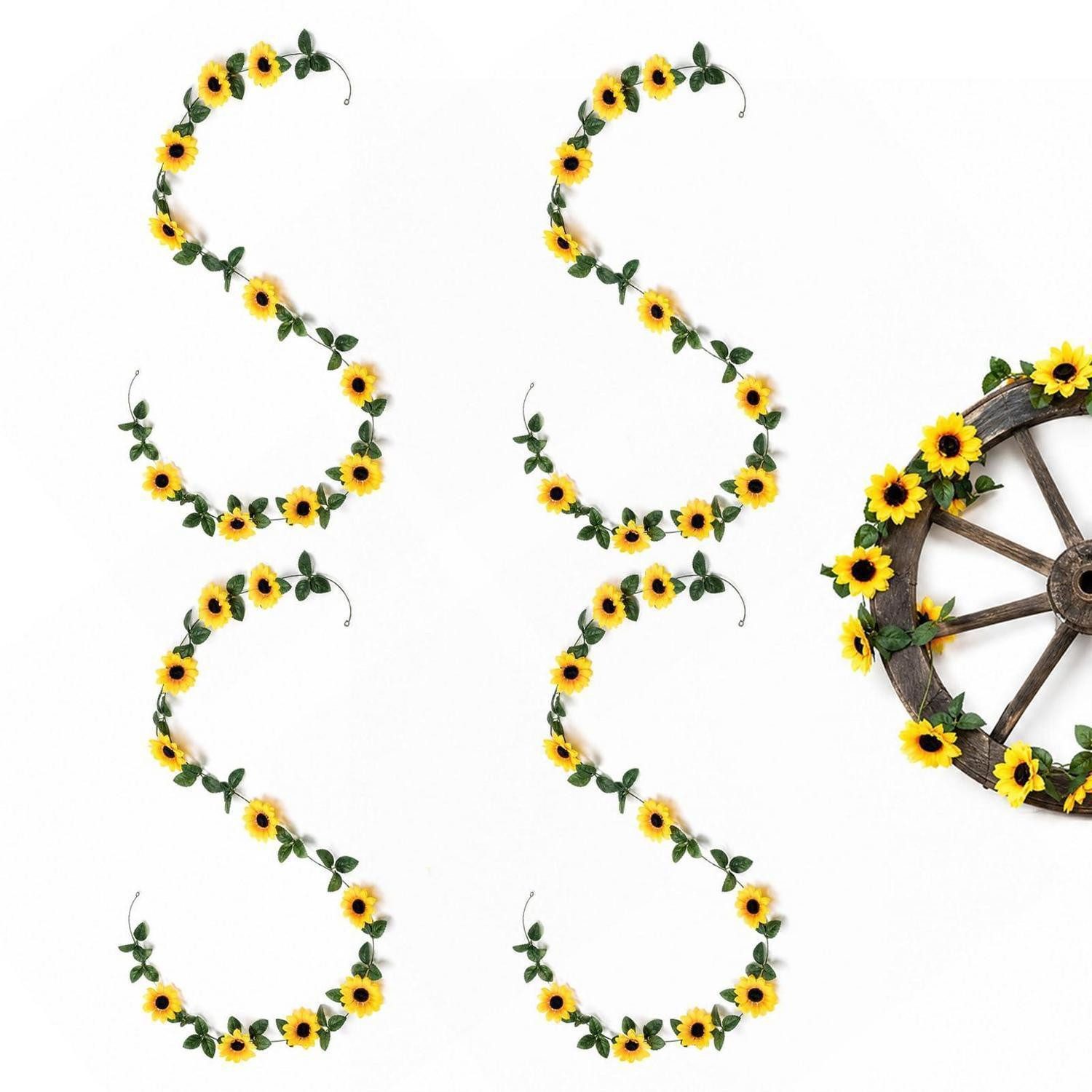 Kunstgirlande Sonnenblumen Girlande 4er Set 2,3m 10 Blüten/St., LuxusKollektion, Höhe 25 cm