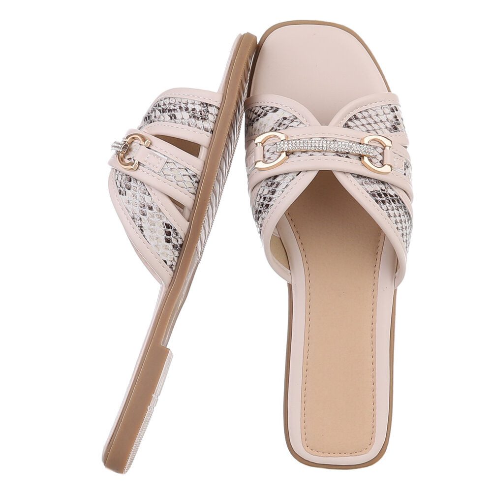 Ital-Design Elegante Slipper für Damen – Komfortabel & Stilvoll Pantolette (89542716) Blockabsatz Pantoletten in Beige