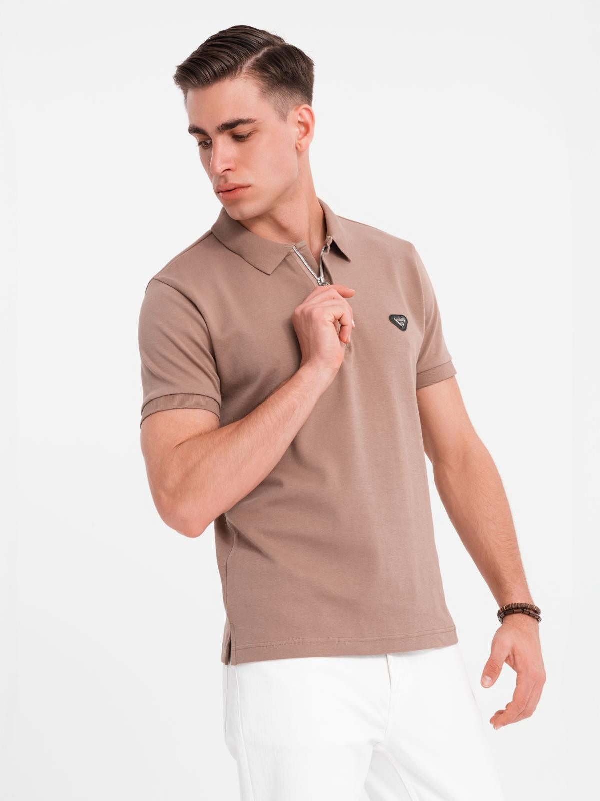 OMBRE Poloshirt Poloshirt mit Reißverschlussausschnitt