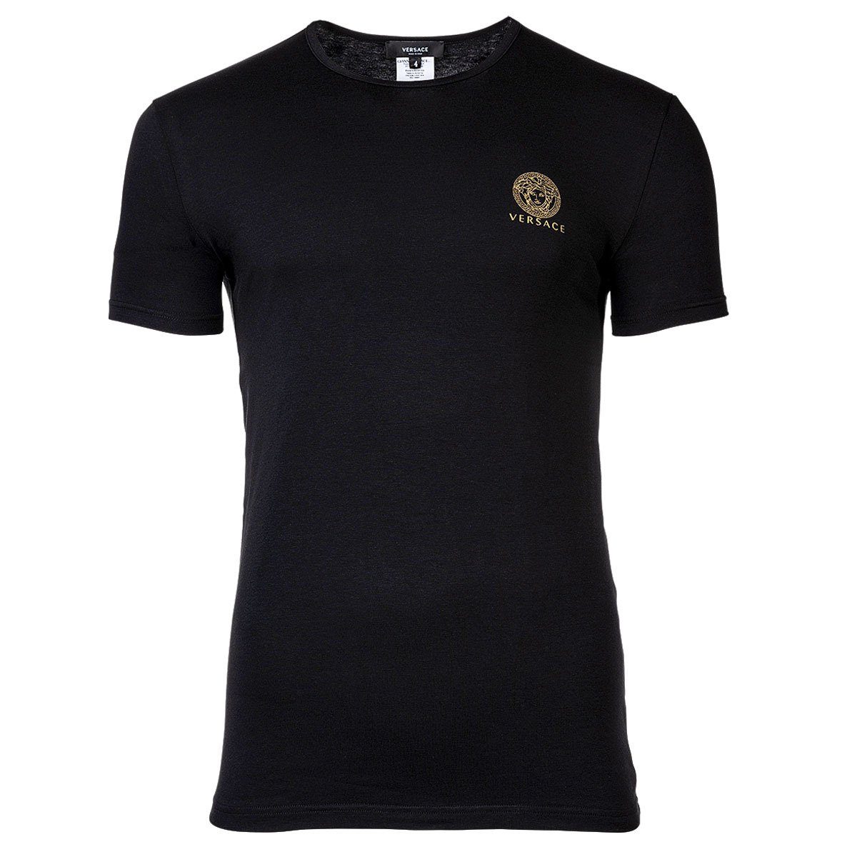 Rundhals, T-Shirt Unterhemd, Schwarz Versace Stretch - Herren T-Shirt