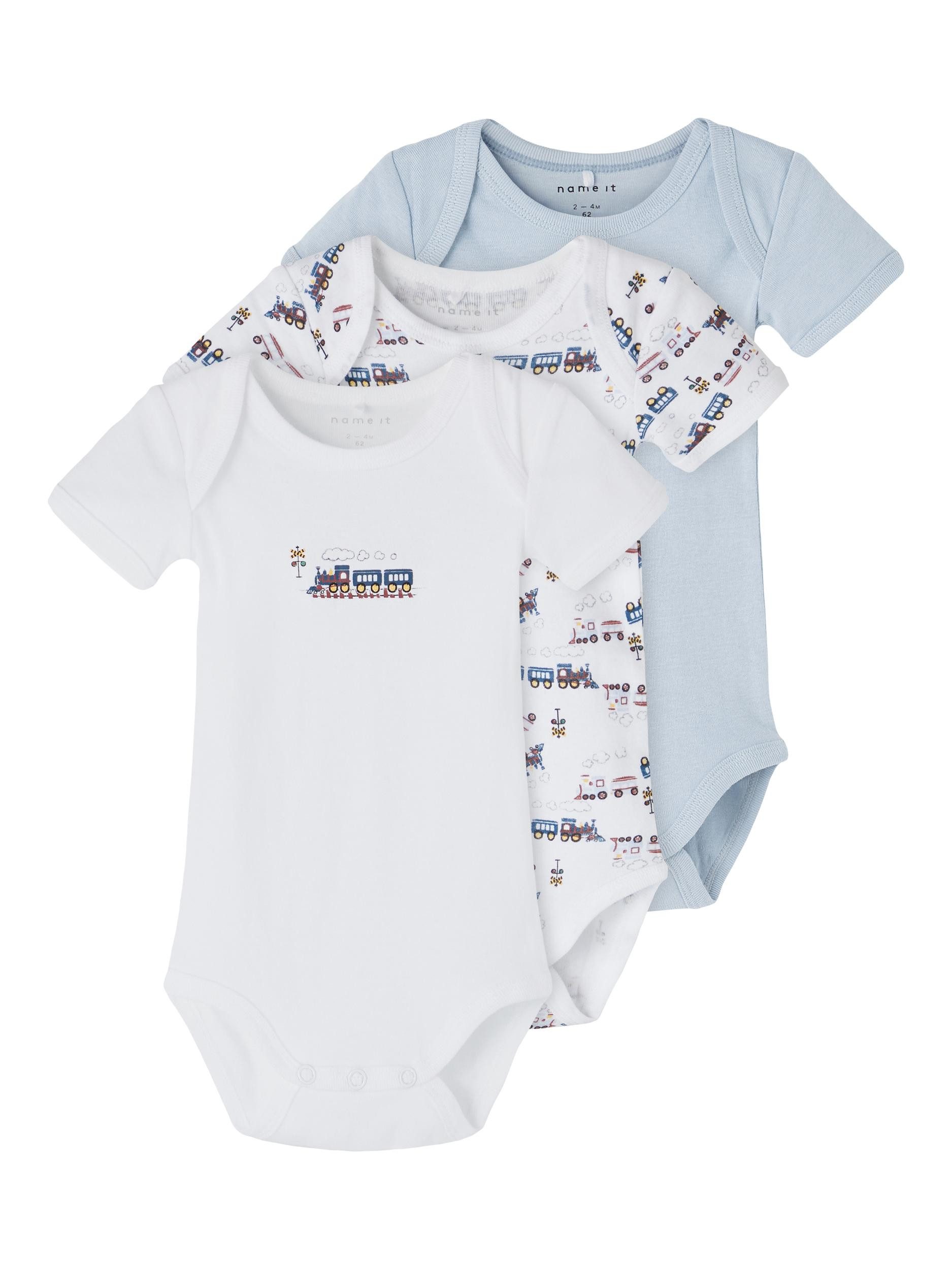 Kurzarmbody Baby Zug Motiv im 3er Pack