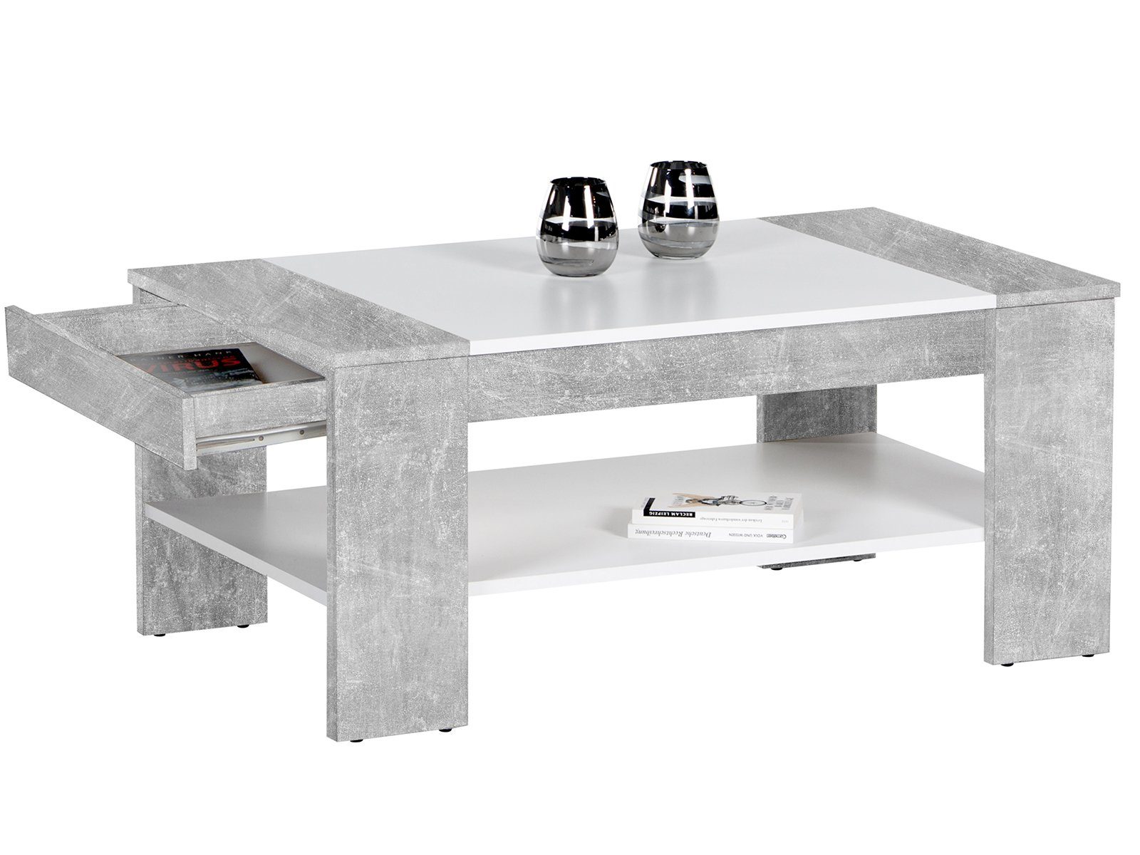 möbelando Couchtisch Couchtisch >Ariela I< in Weiß - 100x44x58cm (BxHxT), 1 günstig online kaufen