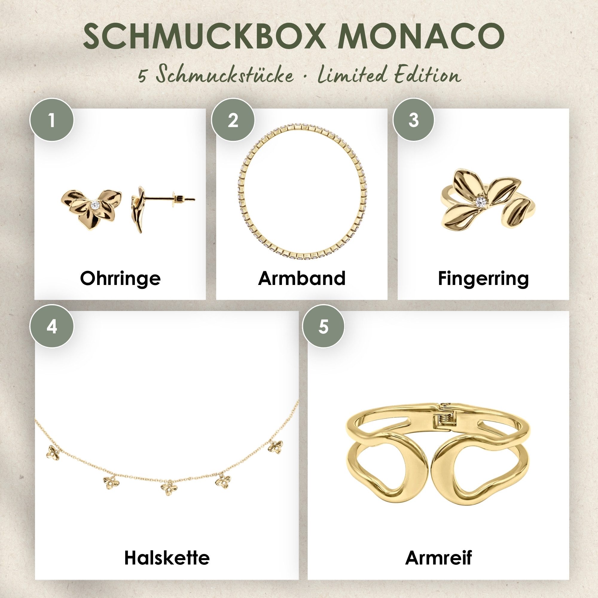 Heideman Schmuck-Adventskalender Summerbox Monaco silberfarben, Schmuckset mehrteilig Schmuck für Frauen - 5 Schmuckstücke