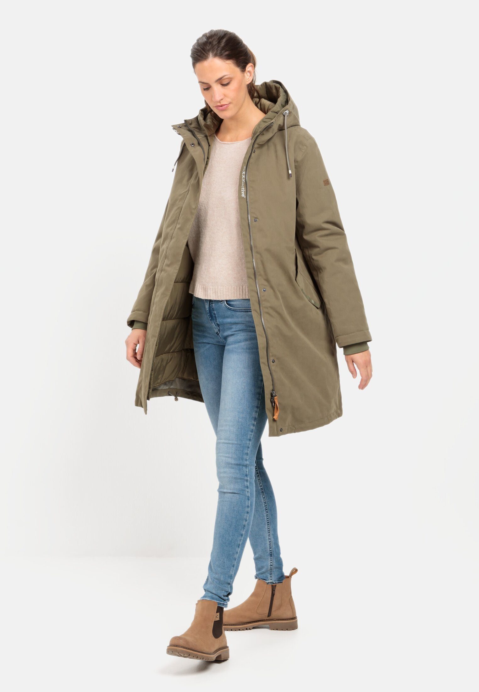 camel active Funktionsmantel mit Kapuze Langarm Kapuze