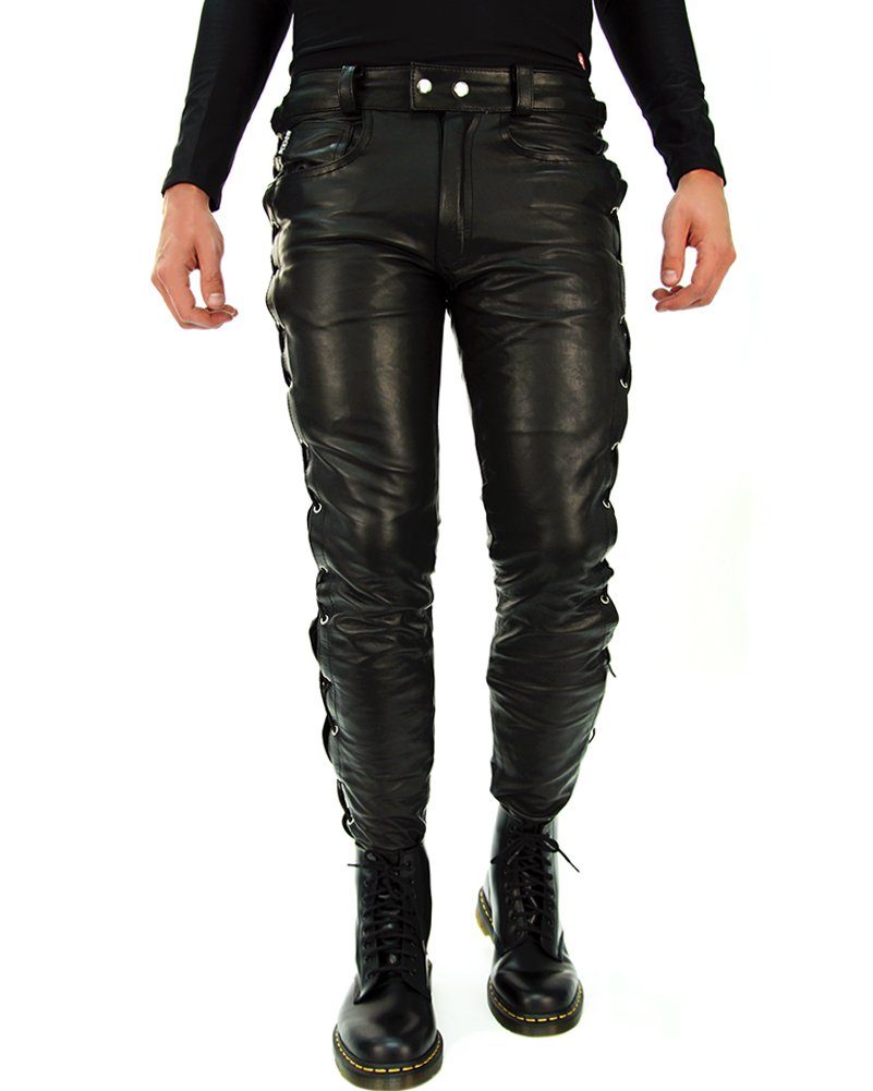 Lederhose Bockle® lace-up leather tube pants günstig online kaufen