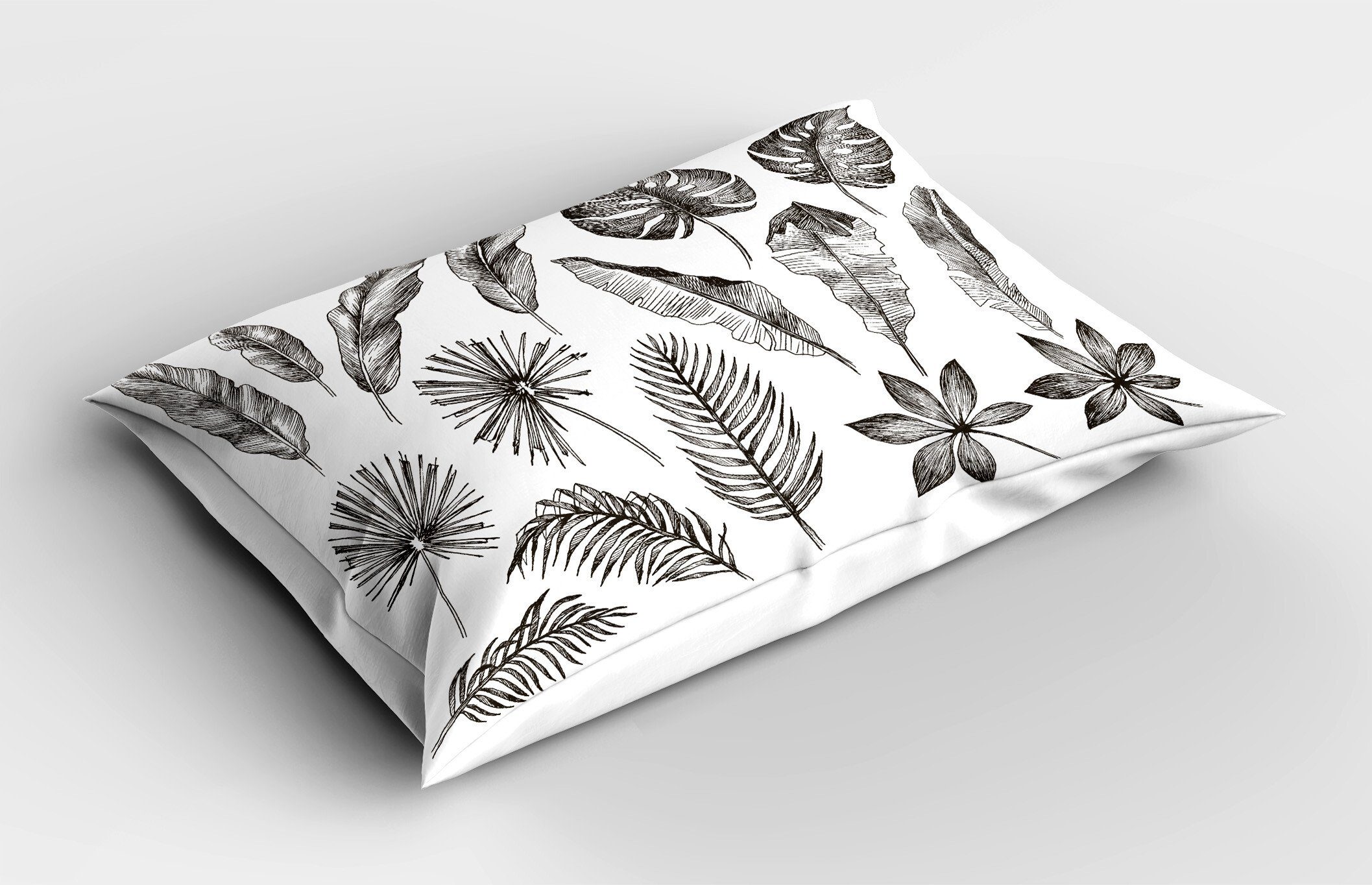 Stück), Standard Abakuhaus (1 Dekorativer Monochrome Size Kissenbezüge Philodendron Blatt Kopfkissenbezug, Gedruckter Exotic