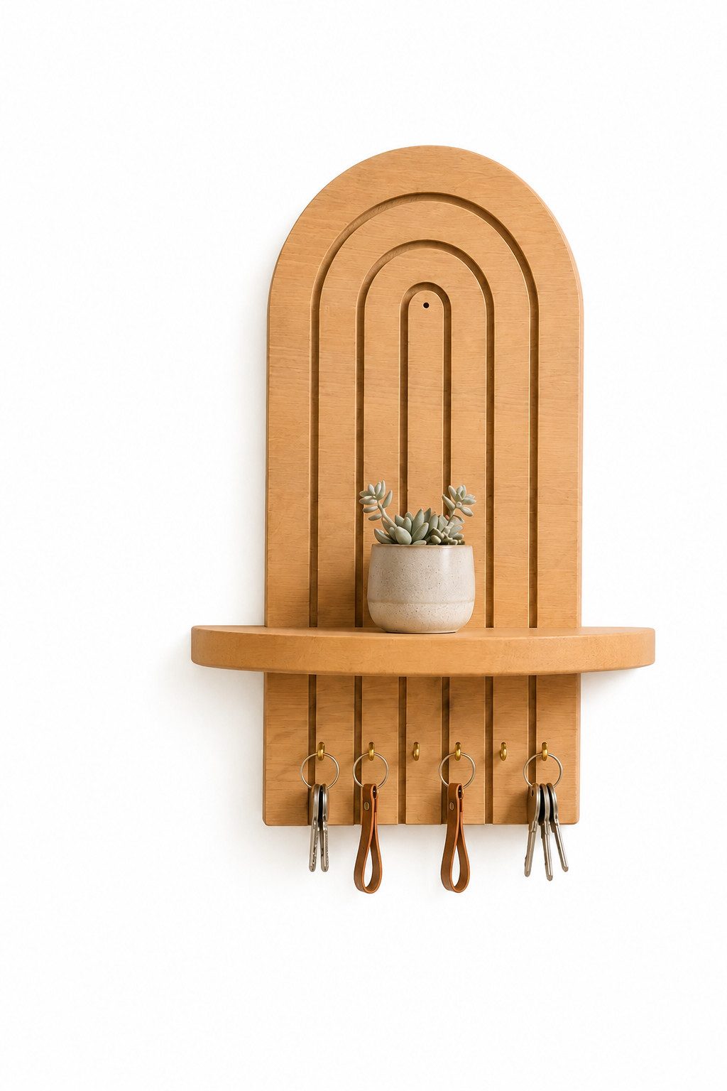 Jungengel Wandregal Schlüsselbrett Schlüsselhalter Dekoregal Flurregal Holz Wand Organizer, Einzelartikel, Mit 6 Haken und integrierter …