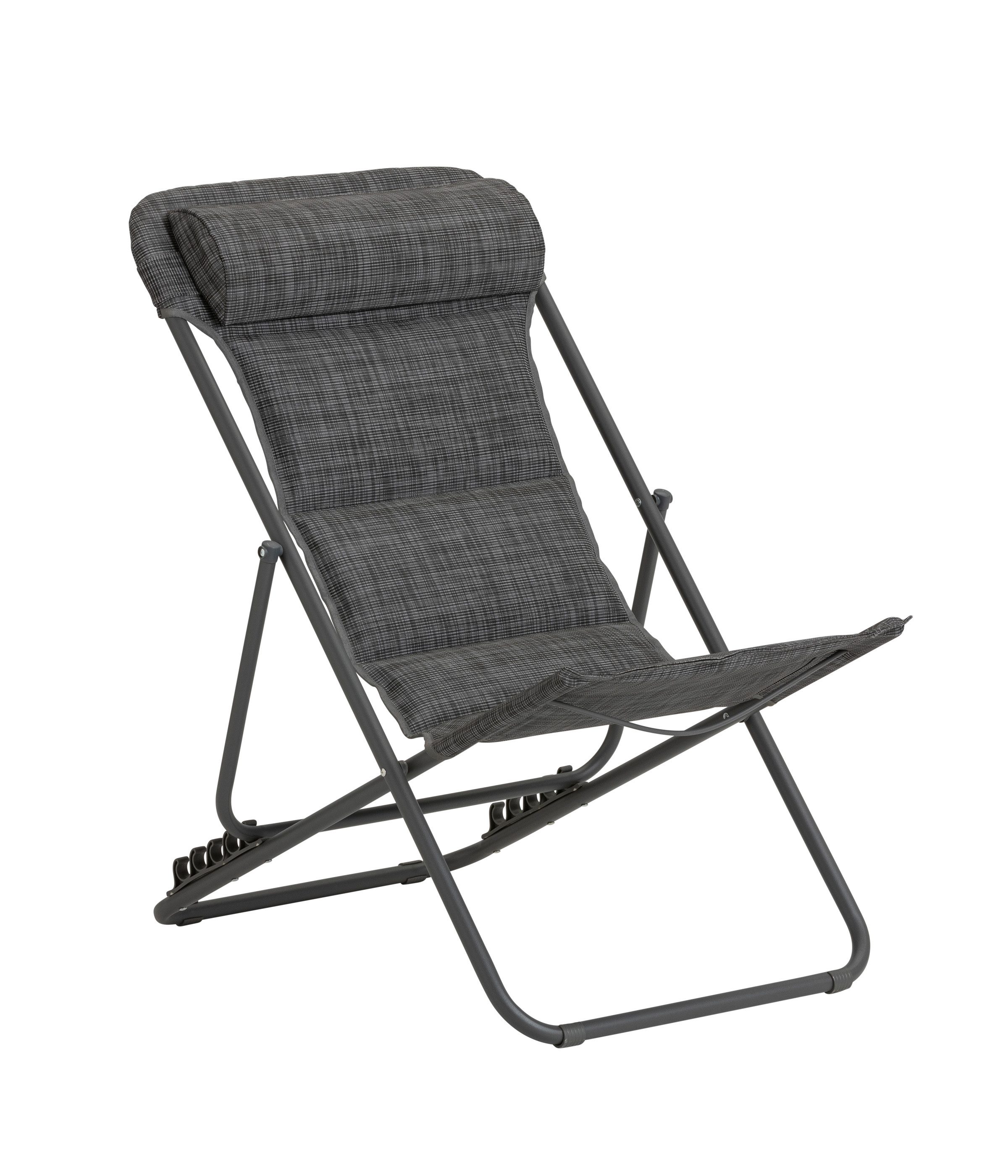Dehner Gartenliege Campingstuhl Ibiza, 87 x 62 x 76 cm, klappbar, inkl. Kopfpolster, aus Stahl/Textilene/Polyester