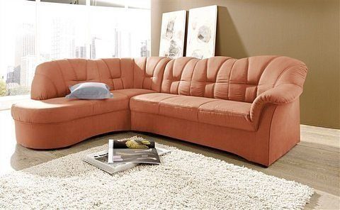 DOMO collection Ecksofa Papenburg, zeitlose Rückensteppung, elegante Armlehne, L-Form, mit Ottomane, wahlweise mit Bettfunktion