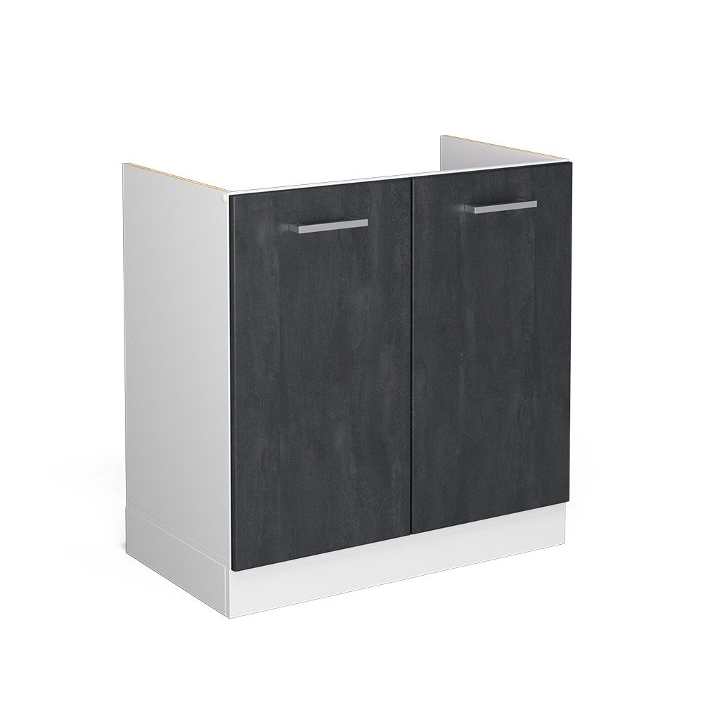 Vicco Unterschrank R-Line, Schwarz Beton/Weiß, 80 cm ohne Arbeitsplatte (1-St)