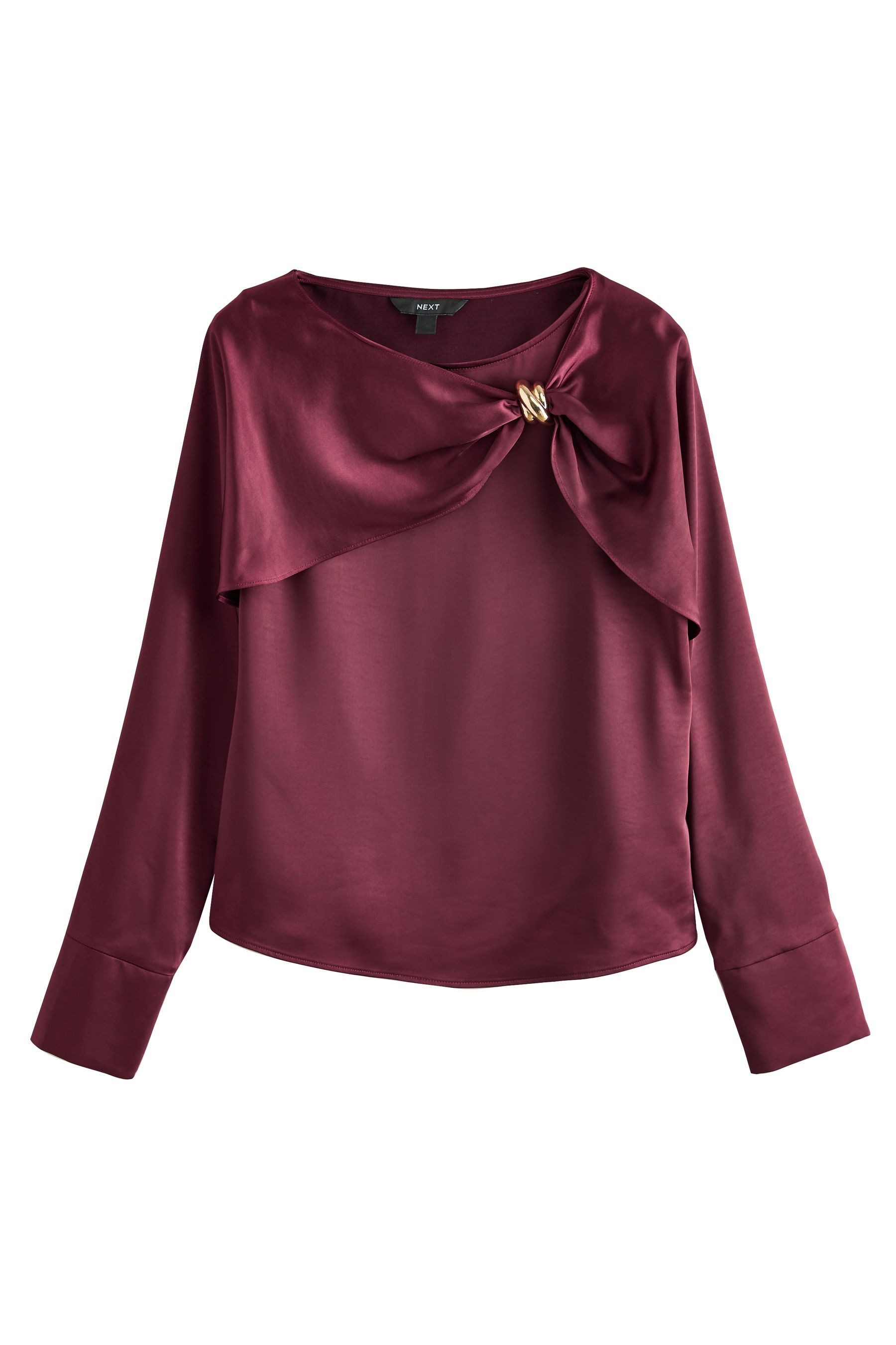 Next Langarmbluse Langärmelige, drapierte Bluse mit Metalldetails (1-tlg) günstig online kaufen