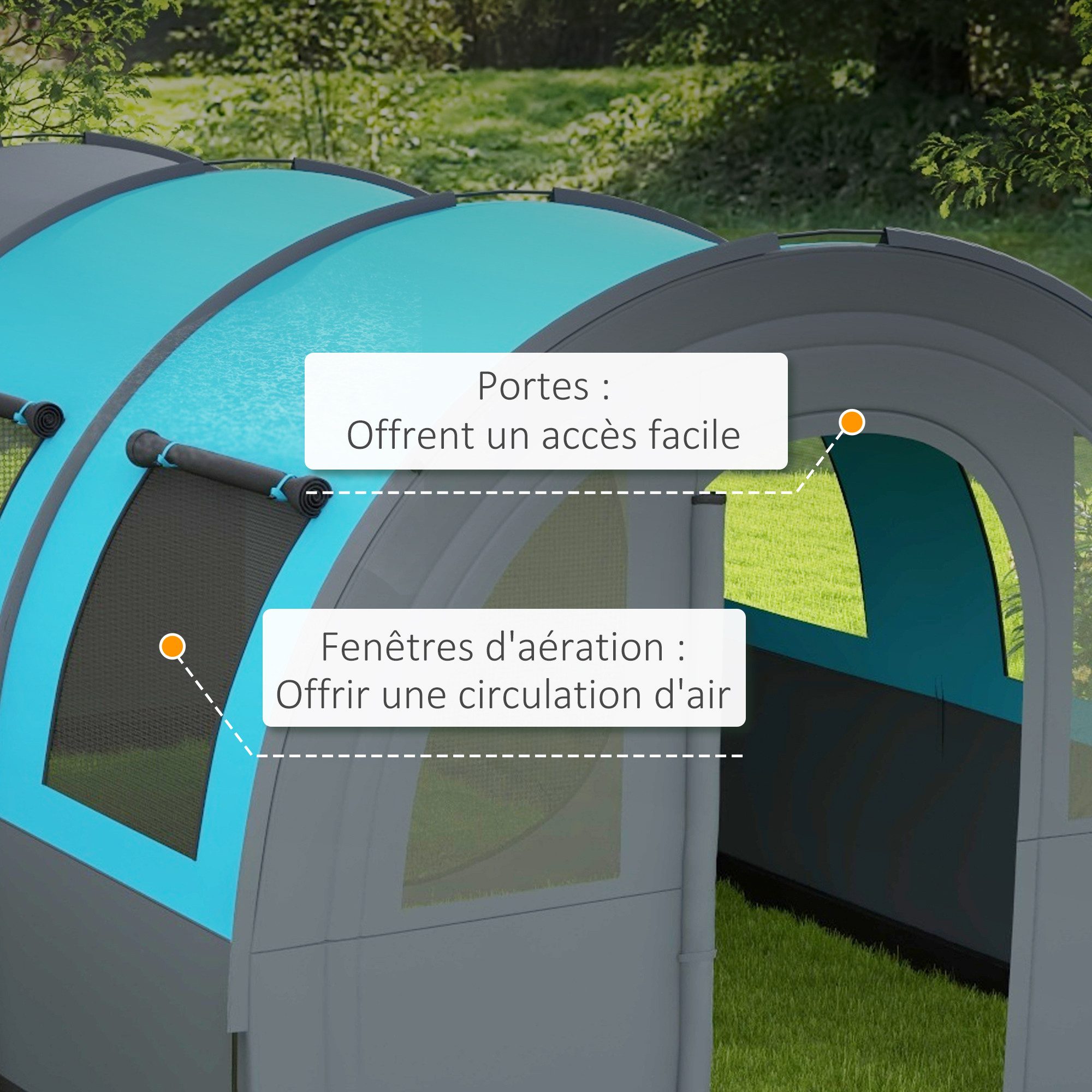 kowdom Tunnelzelt Tunnelzelt 6 Personen, 2-Raum, 3000 mm wasserdicht, mit Zubehör, Personen: 6 (Campingzelt, Komplettzelt für 6 Personen), Tunnelzelt, 6 Personen, 3000 mm wasserdicht, flexibles Raumdesign