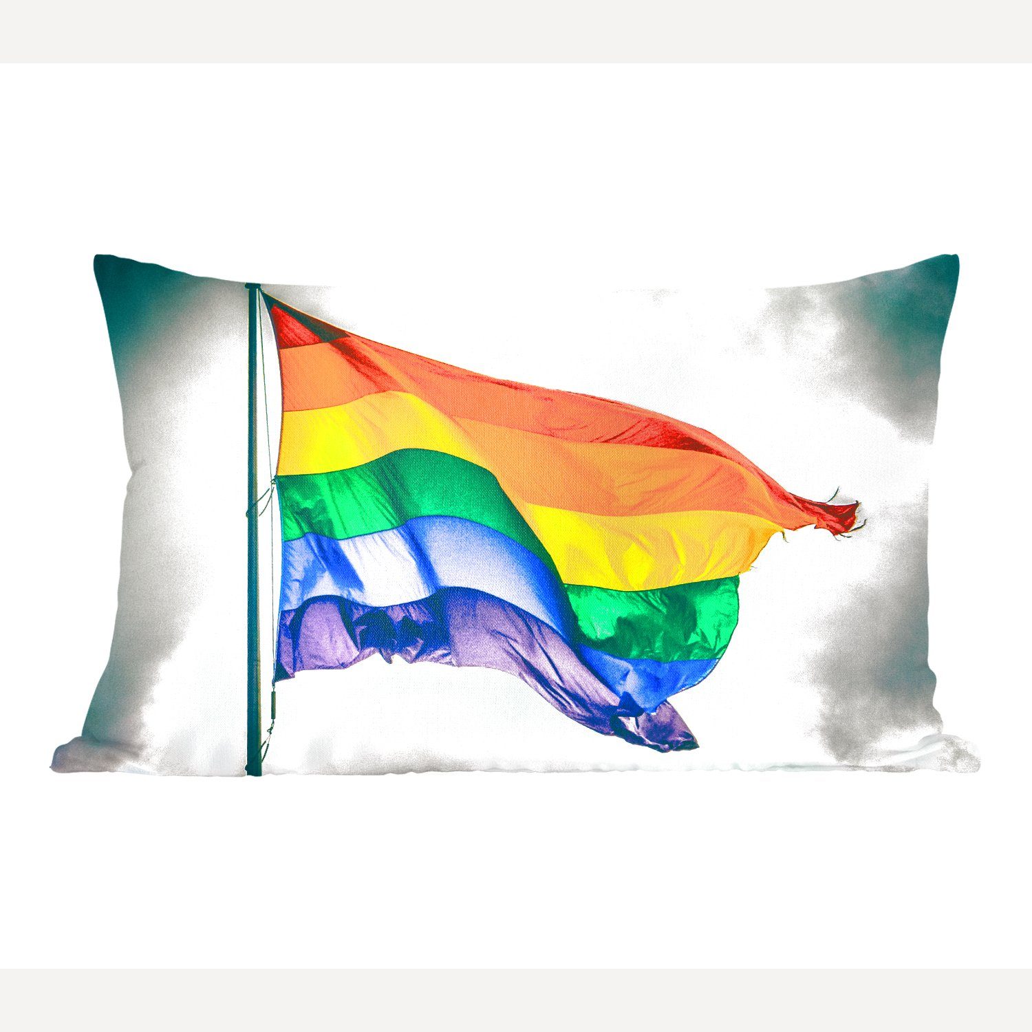 MuchoWow Dekokissen Foto einer Regenbogenflagge, Wohzimmer Dekoration, Zierkissen, Dekokissen mit Füllung, Schlafzimmer