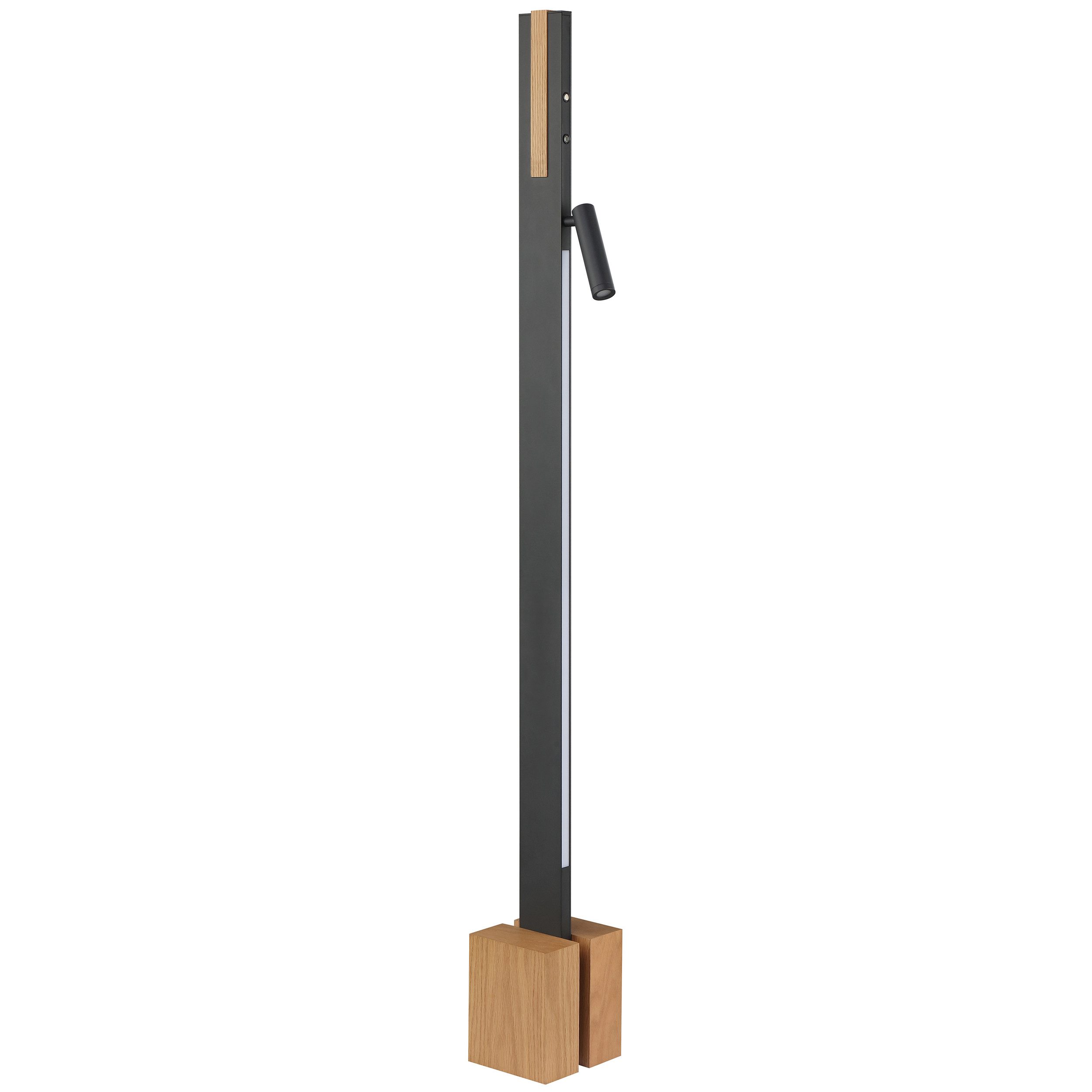 lumiCouture LED Stehlampe Streamline, Dimmfunktion, LED fest integriert, Warmweiß, 131 x 14 x 14 cm, 2300 lm 2700 K, Aluminium/Holz, schwarz/braun