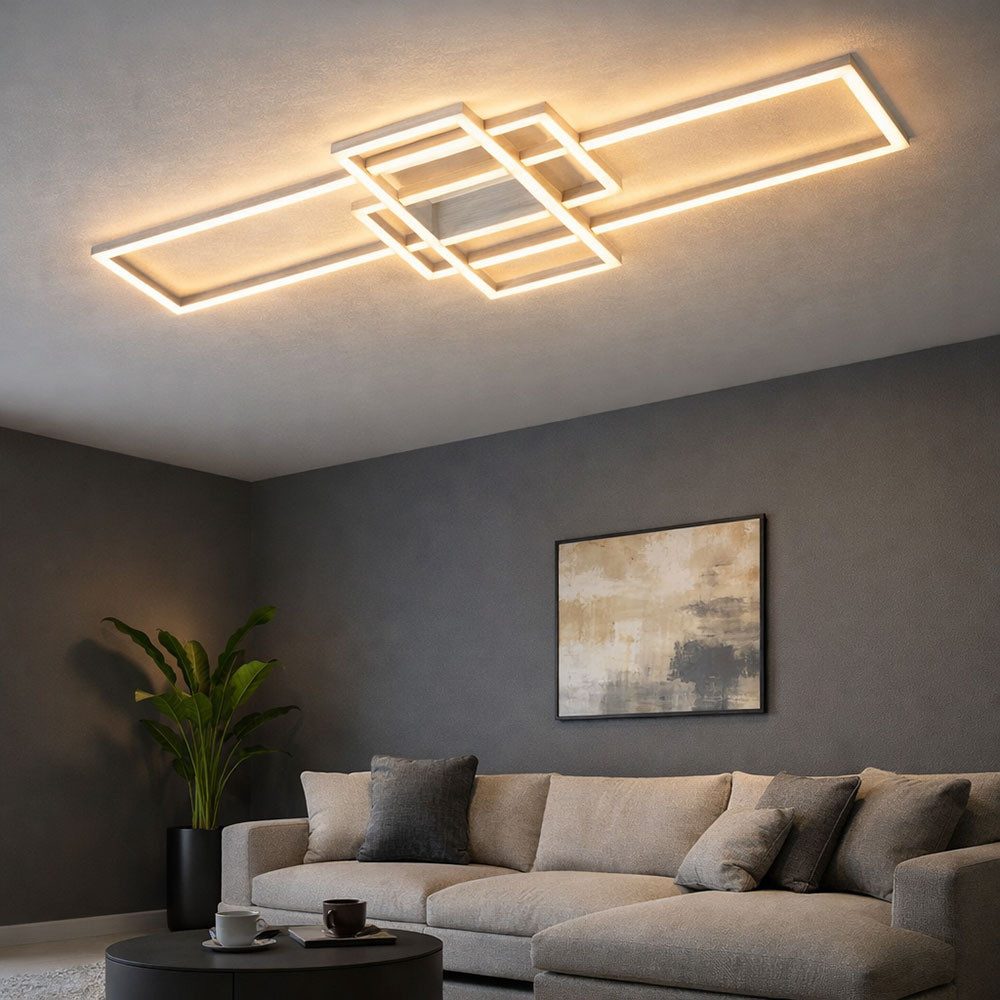 WOFI LED Deckenleuchte, LED-Leuchtmittel fest verbaut, Kaltweiß, Warmweiß, Neutralweiß, Tageslichtweiß, Farbwechsel, LED Deckenleuchte eckig dimmbar Wohnzimmerlampe