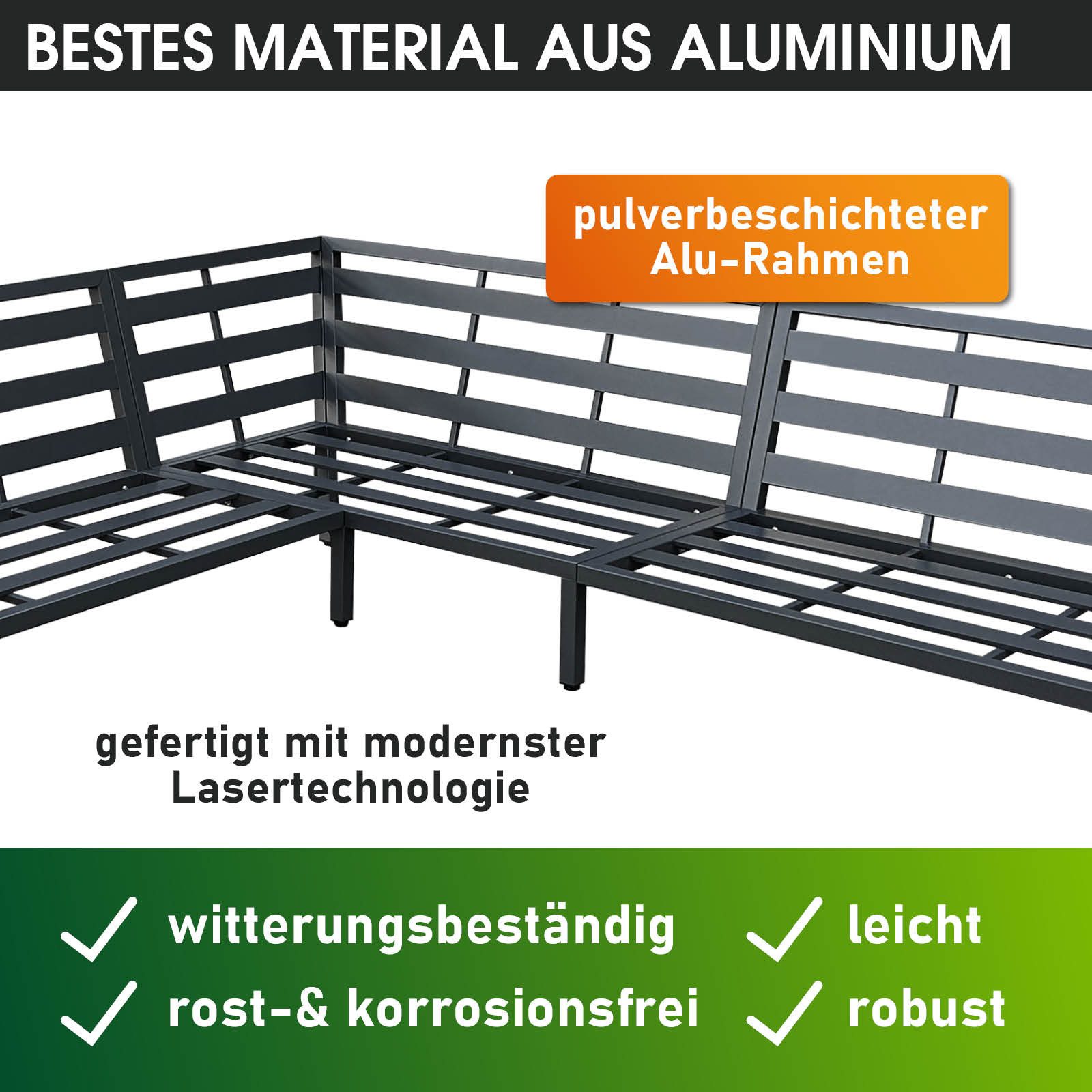 BRAST Gartenlounge-Set Aluminium Adria, viele Varianten & Module, (Loungemöbel Essgruppe Gartenmöbel, bis zu 5 Personen, Sofa Sessel Tisch), Ecksofa-Lounge