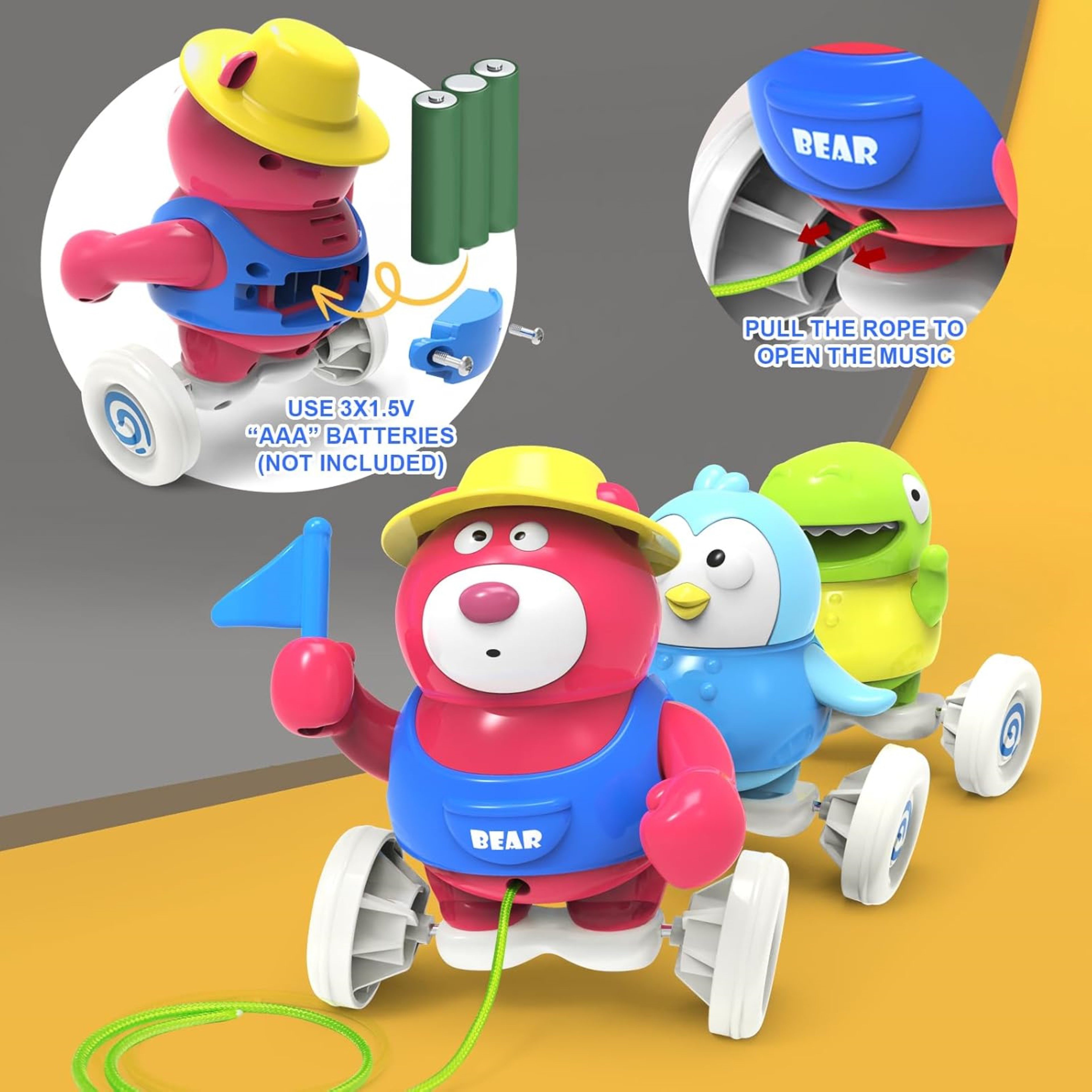 seveclotree Nachziehspielzeug Baby Musik- & Motorikspielzeug ab 1 Jahr mit Bewegung und Licht, (Motorik- und Lernspielzeug für Kleinkinder zur Förderung der frühkindlichen Entwicklung), Interaktives Musikspielzeug mit Bewegung, Licht & Sound