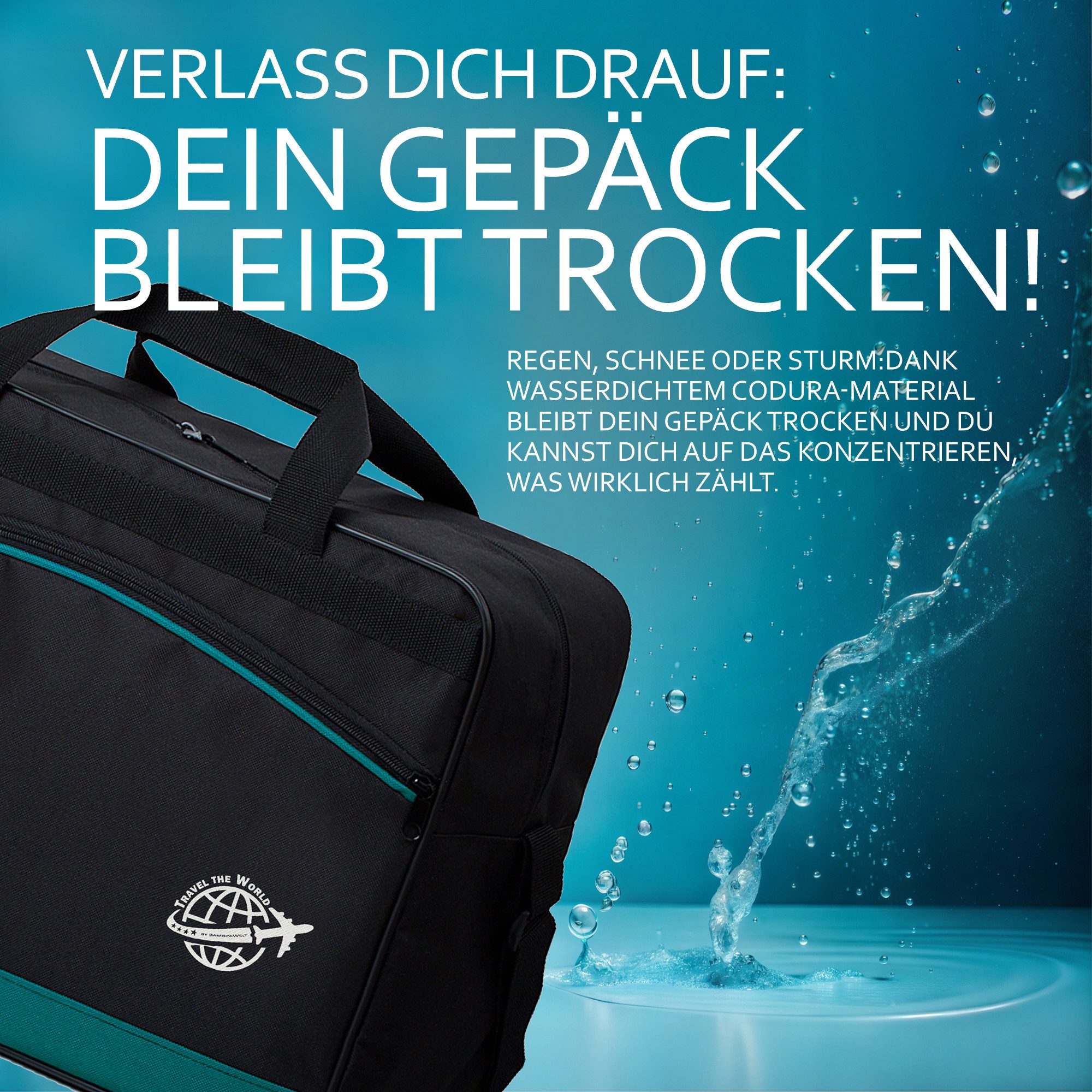 BambiniWelt by Rafael K. Reisetasche Handgepäck Boardgepäck Bordcase 40x20x25 40x30x20 Ryanair Wizzair (M1), wasserabweisend – Bild 5 von 5