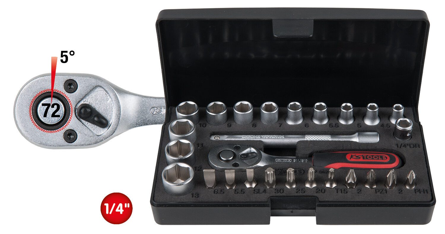 KS Tools Stecknuss 13mm – 1/4 Zoll, Chrom Vanadium Für Handbetrieb, Made In Germany