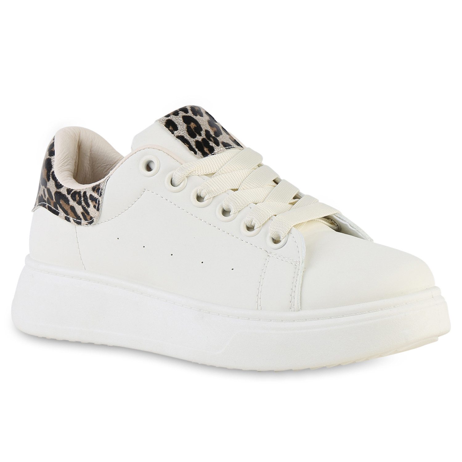 VAN HILL 841513 Plateausneaker Damen Plateau Sneaker Metallic Schnürer Freizeit