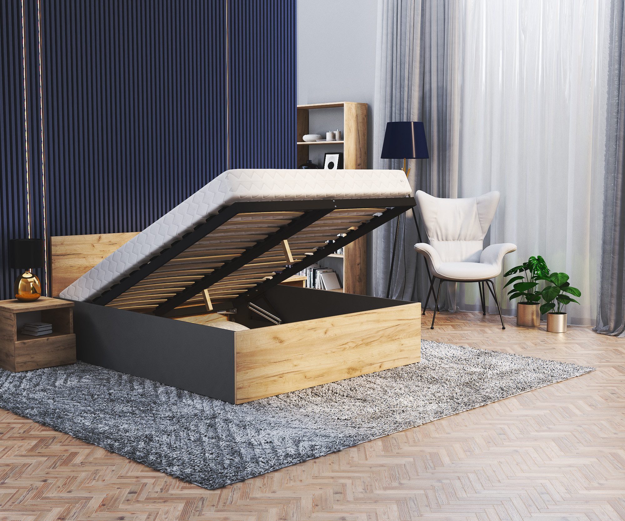 FDM Stauraumbett Bettgestell Bettrahmen Doppelbett 120x200, 140x200, 160x20 günstig online kaufen
