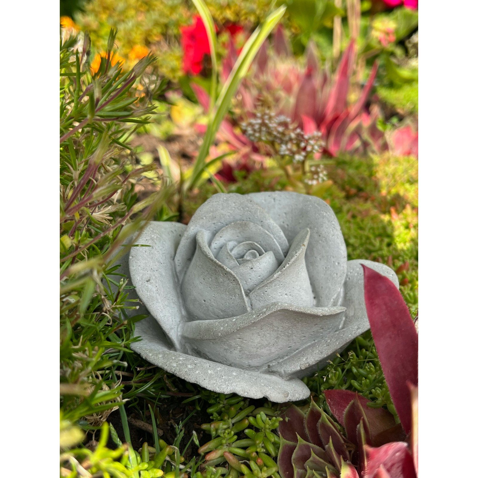 ZGM ROSA, für Betonfigur Garten Haus handgefertigte Gartenfigur Dekoration Rose und