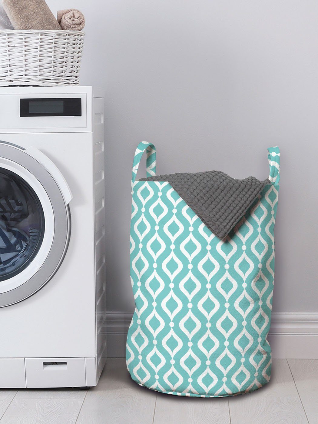Wäschesäckchen Kordelzugverschluss Dots Ovale für Wäschekorb Griffen Abakuhaus Modern Formen Waschsalons, mit