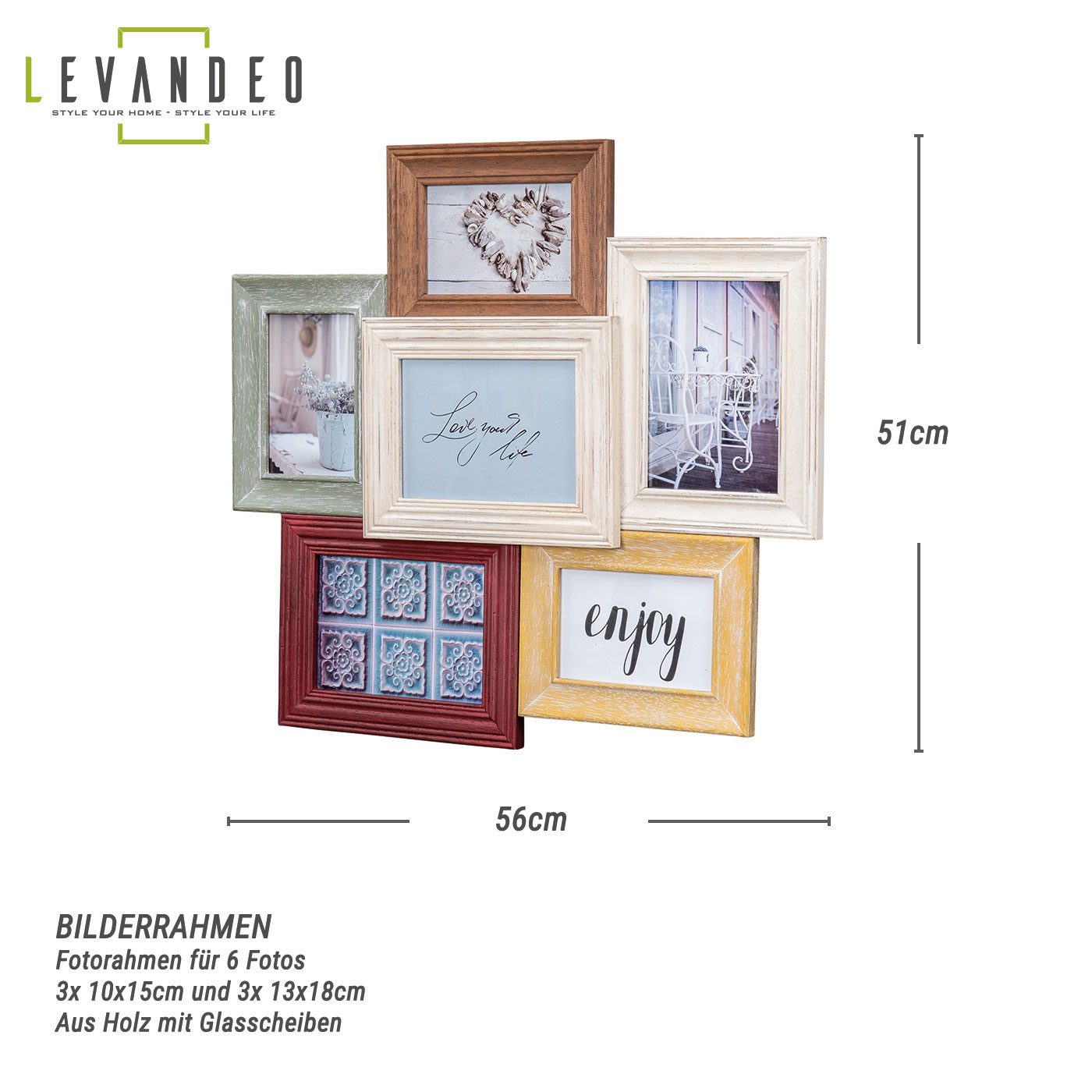 Levandeo® Bilderrahmen Collage, Fotorahmen Antik Collage günstig online kaufen