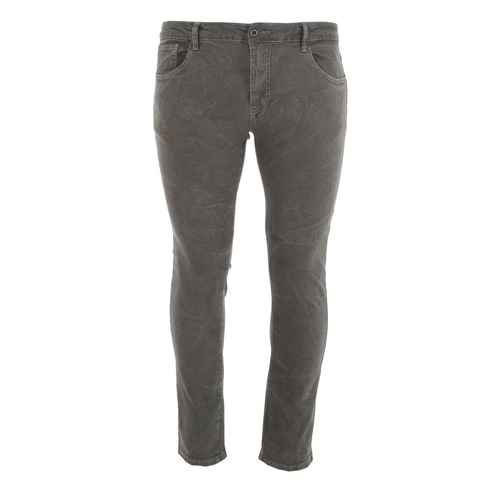 Ital-Design Stretch-Jeans Herren Used-Look Freizeit Khaki Jeans Stretch in