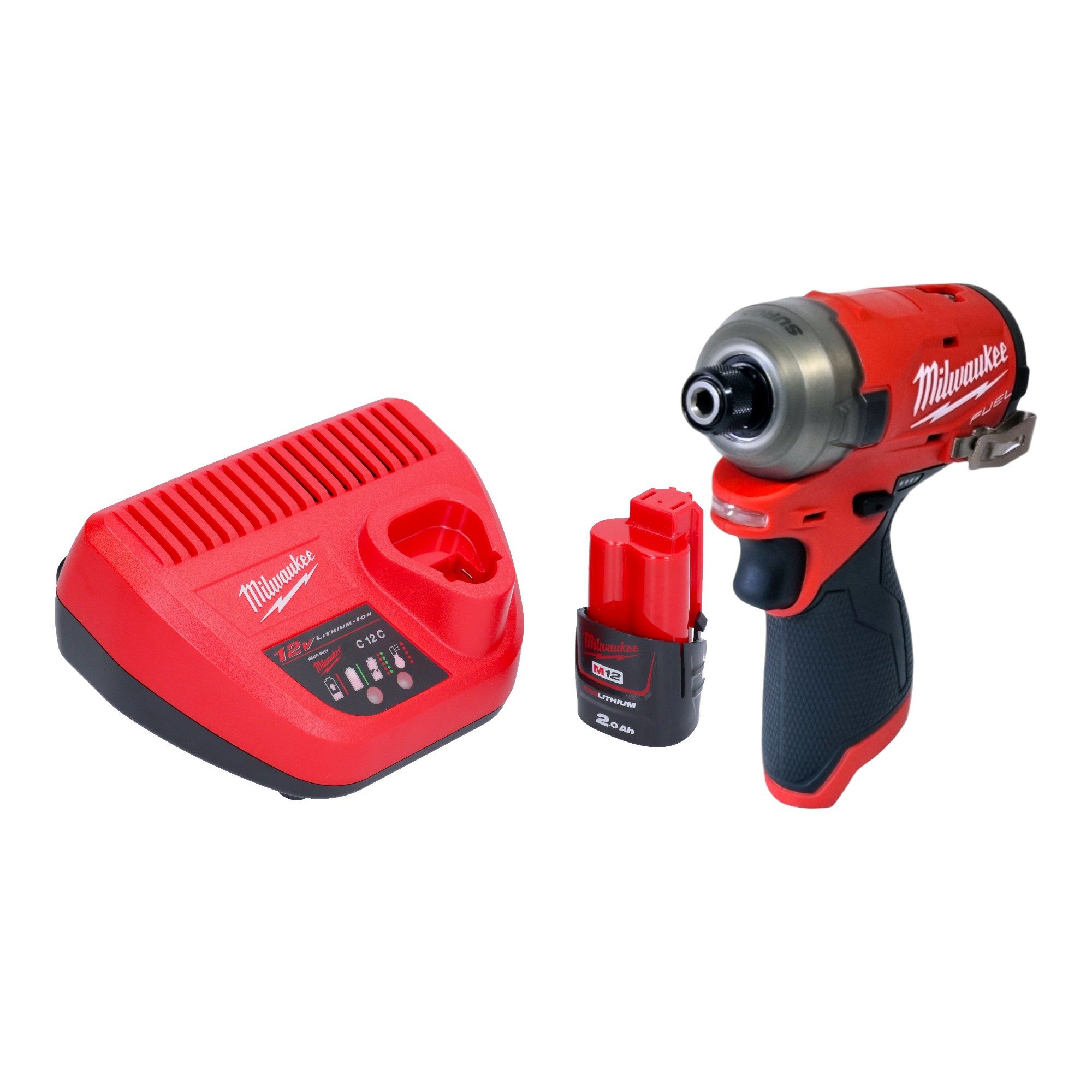 Milwaukee Akku-Schlagschrauber M12 FQID-201 12 V 50 Nm 1/4" Brushless + 1x Akku 2,0 Ah + Ladegerät