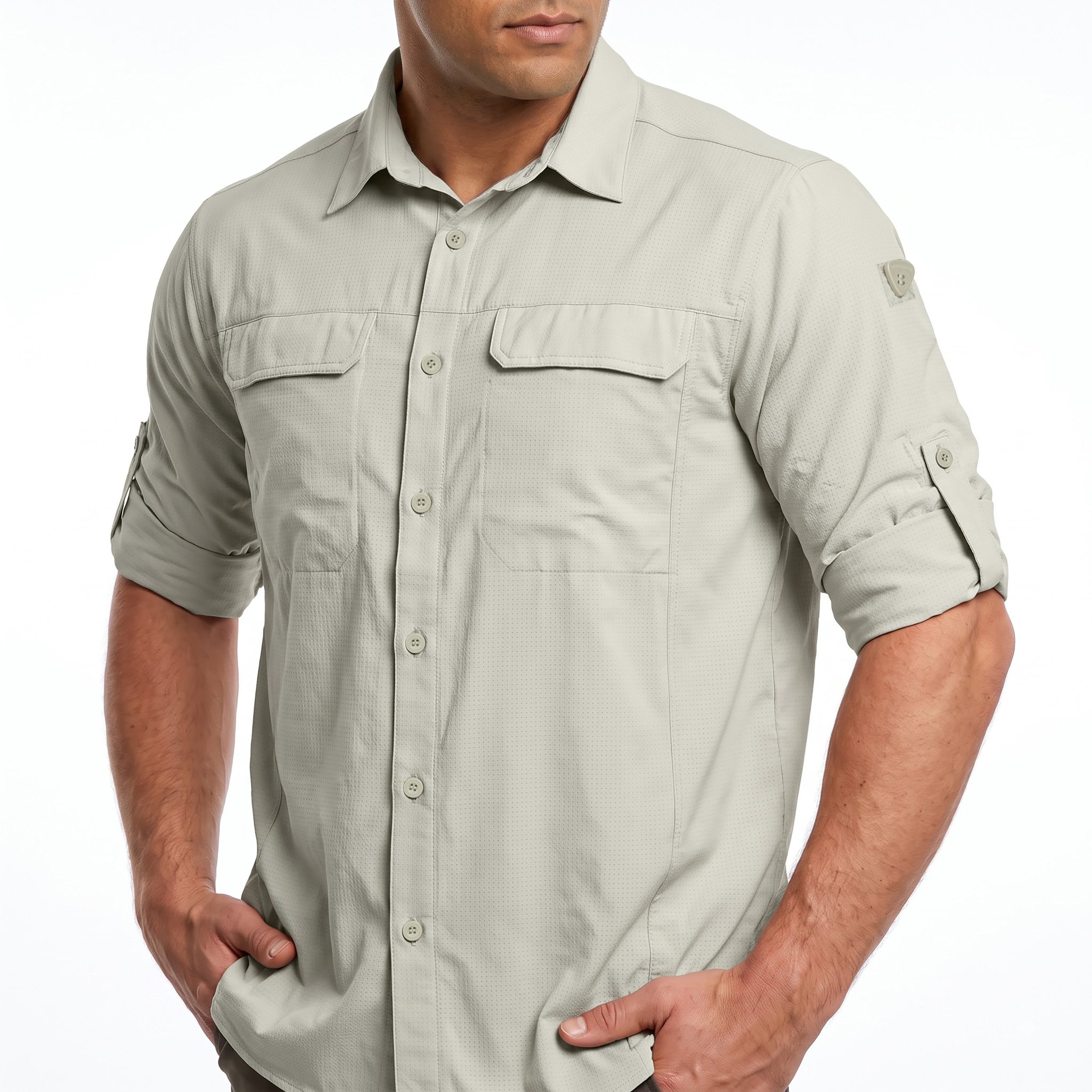 Höhenhorn Funktionshemd Matreier Herren Hemd Langarm Funktionshemd Atmungsaktiv für Männer Button-Down-Hemd, Outdoor, Angelhemd