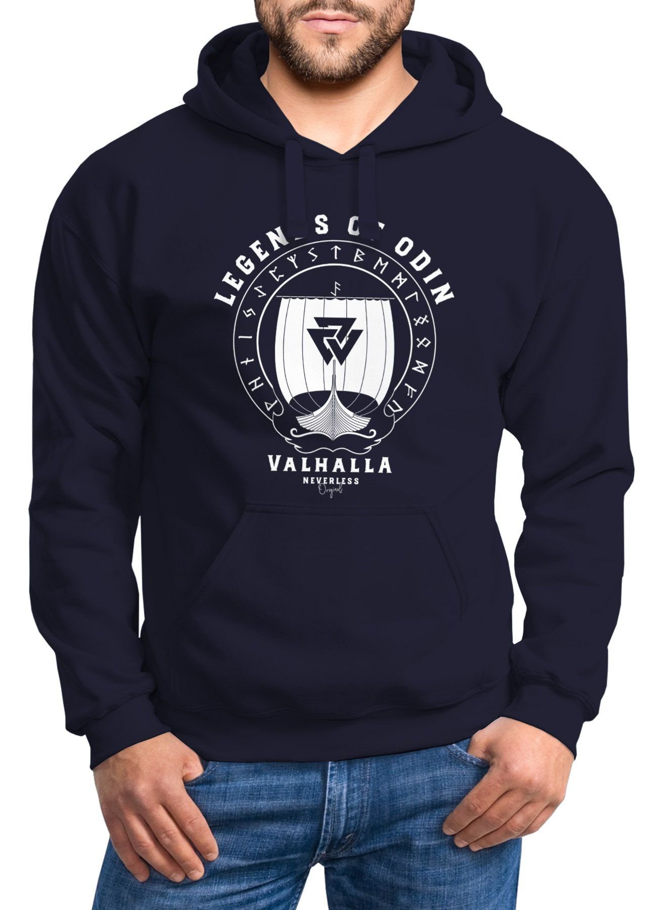 Neverless Hoodie Hoodie Herren Print Legends of Odin Valhalla Vikings Wikin günstig online kaufen