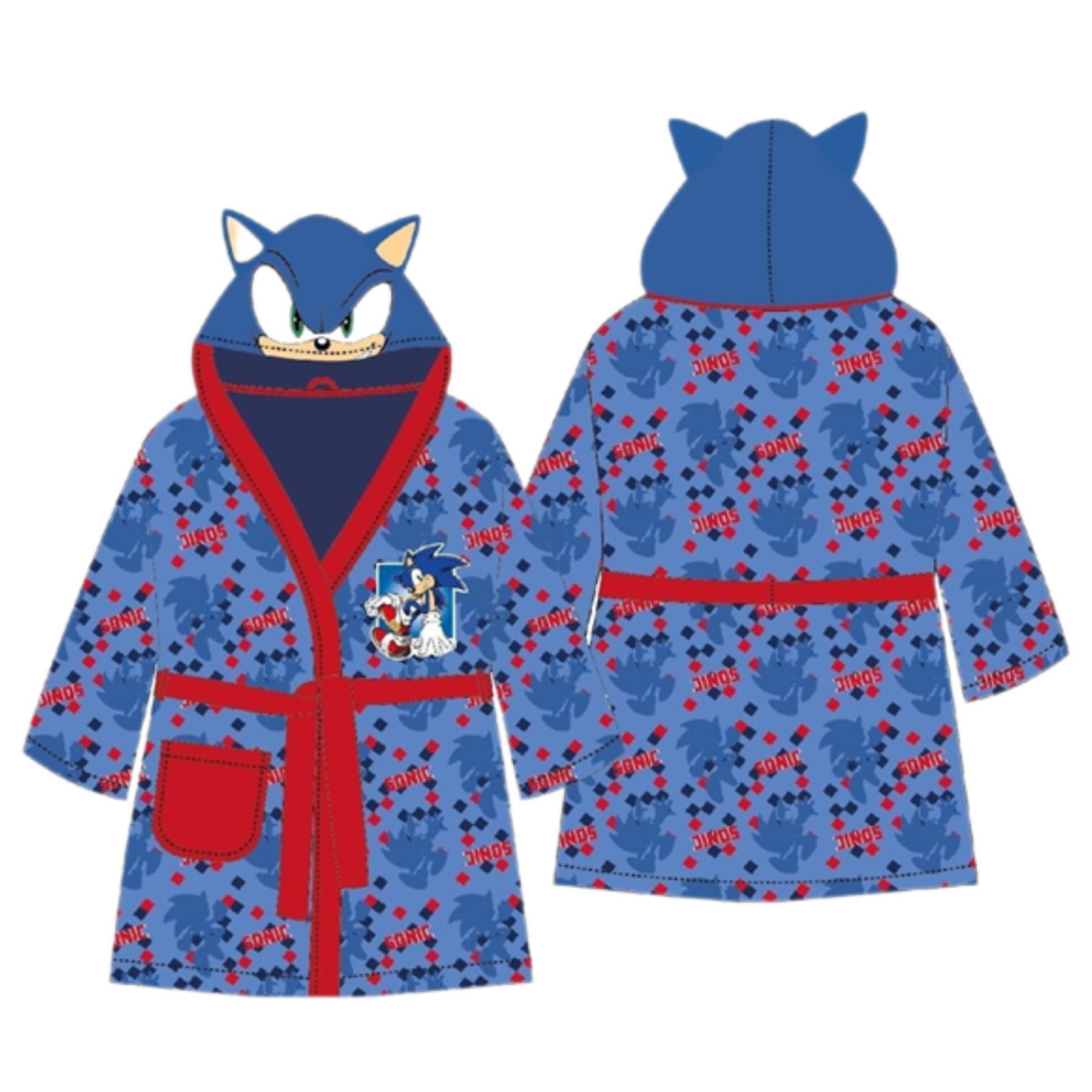 Textiel Trade B.V. Kinderbademantel Sonic the Hedgehog mit Kapuze Gürtel & Tasche für Jungen Blau